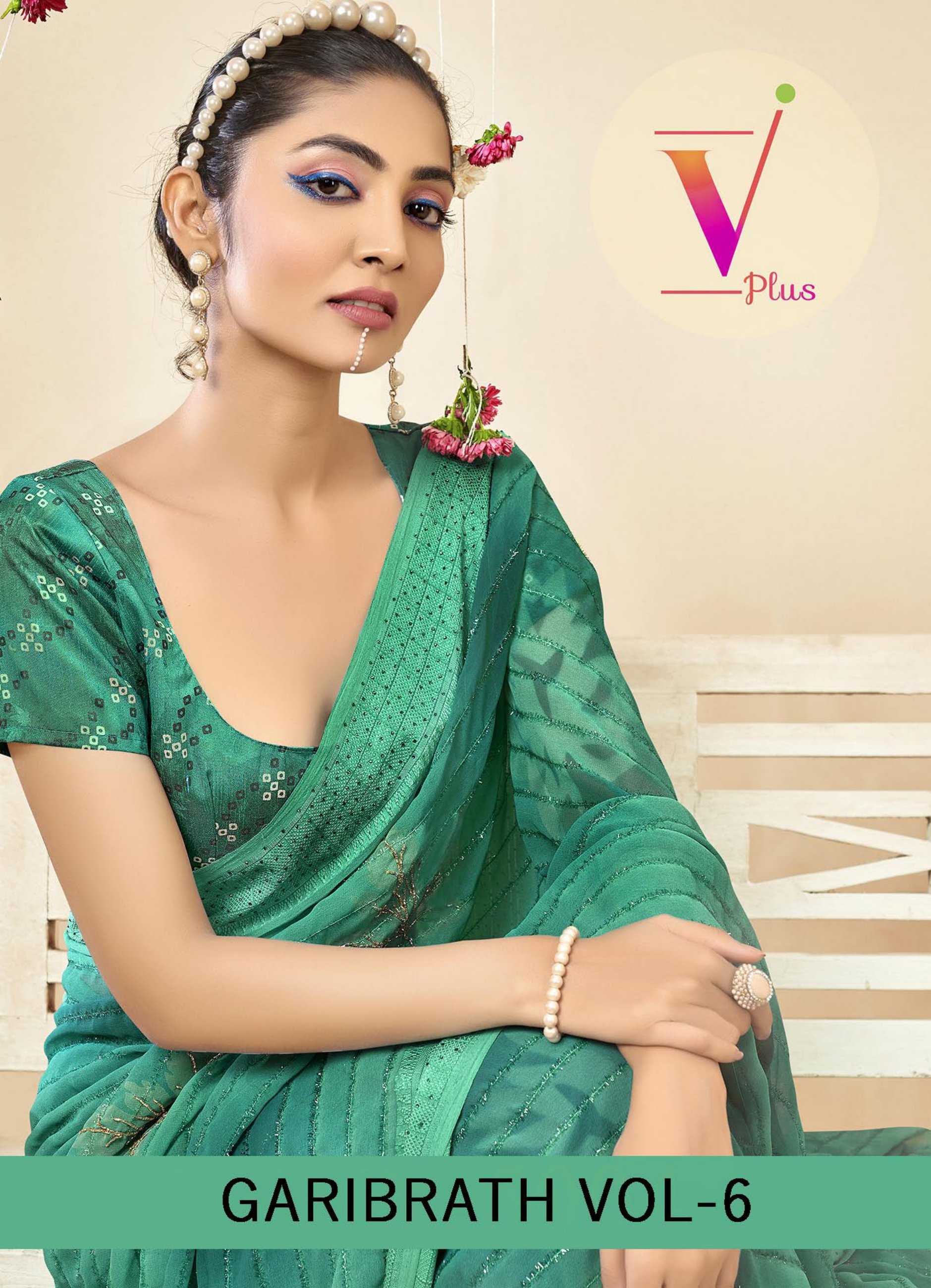 v plush garibrath vol 6 super hit design embroidered work georgette saree exports