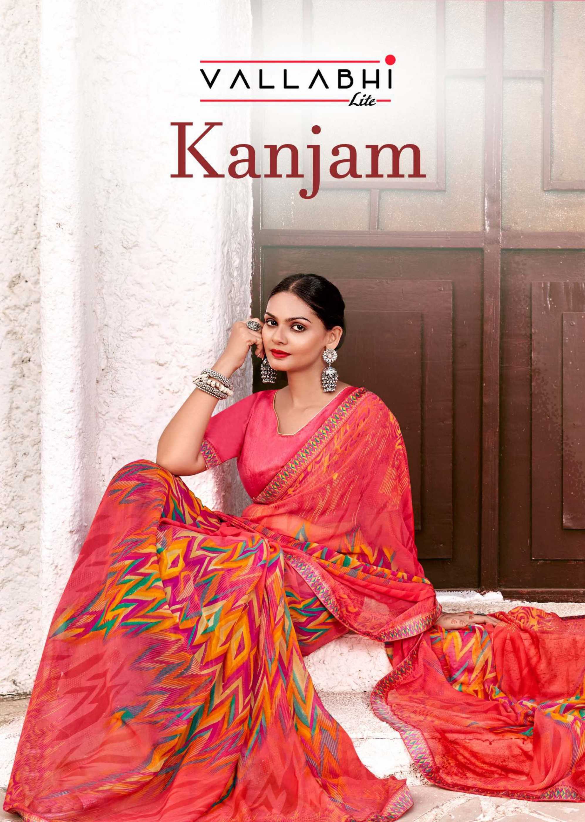 vallabhi prints presents kanjam super hit design georgette saree wholesaler