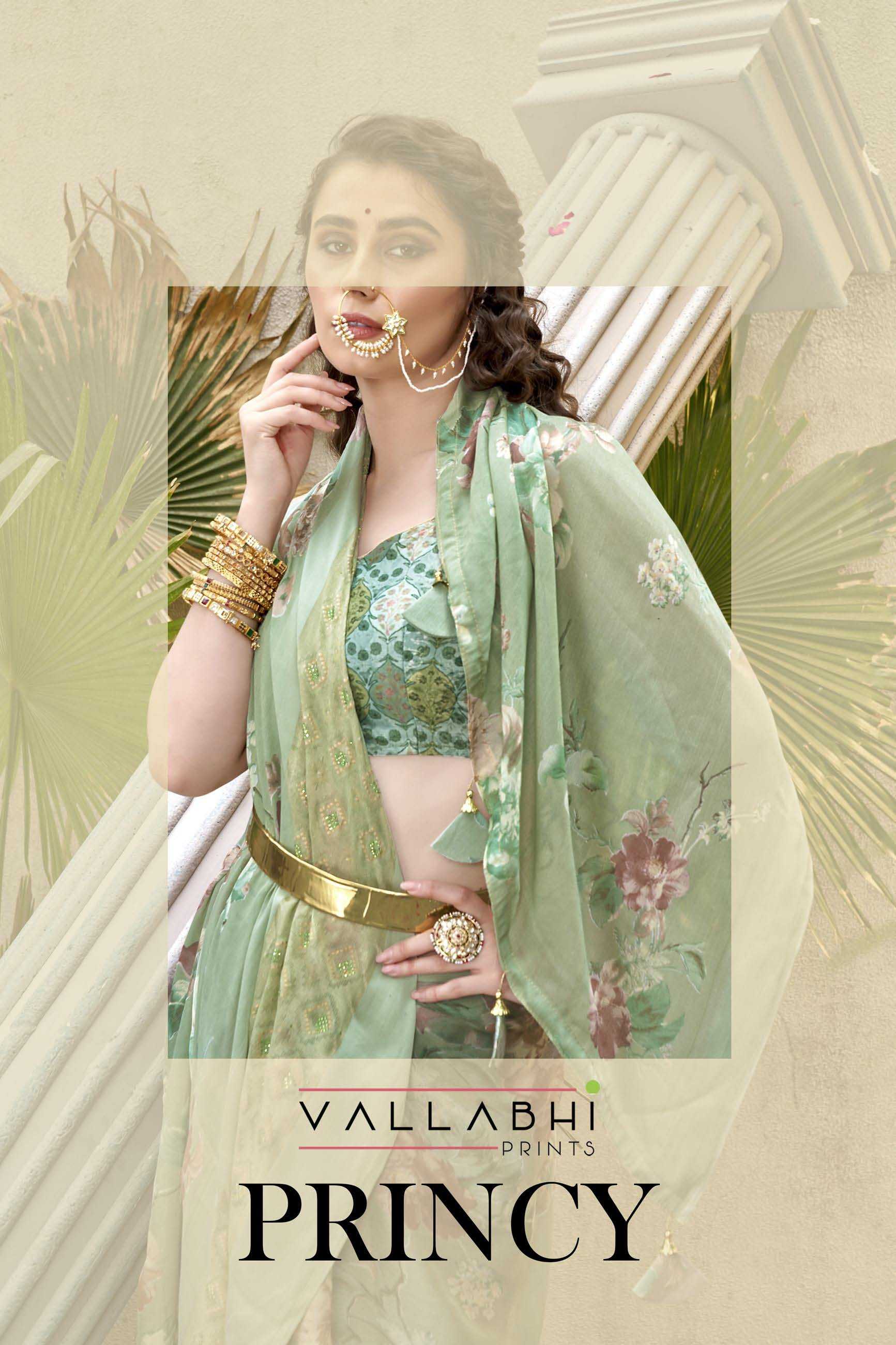 vallabhi prints princy ethnic style georgette saree with blouse collection