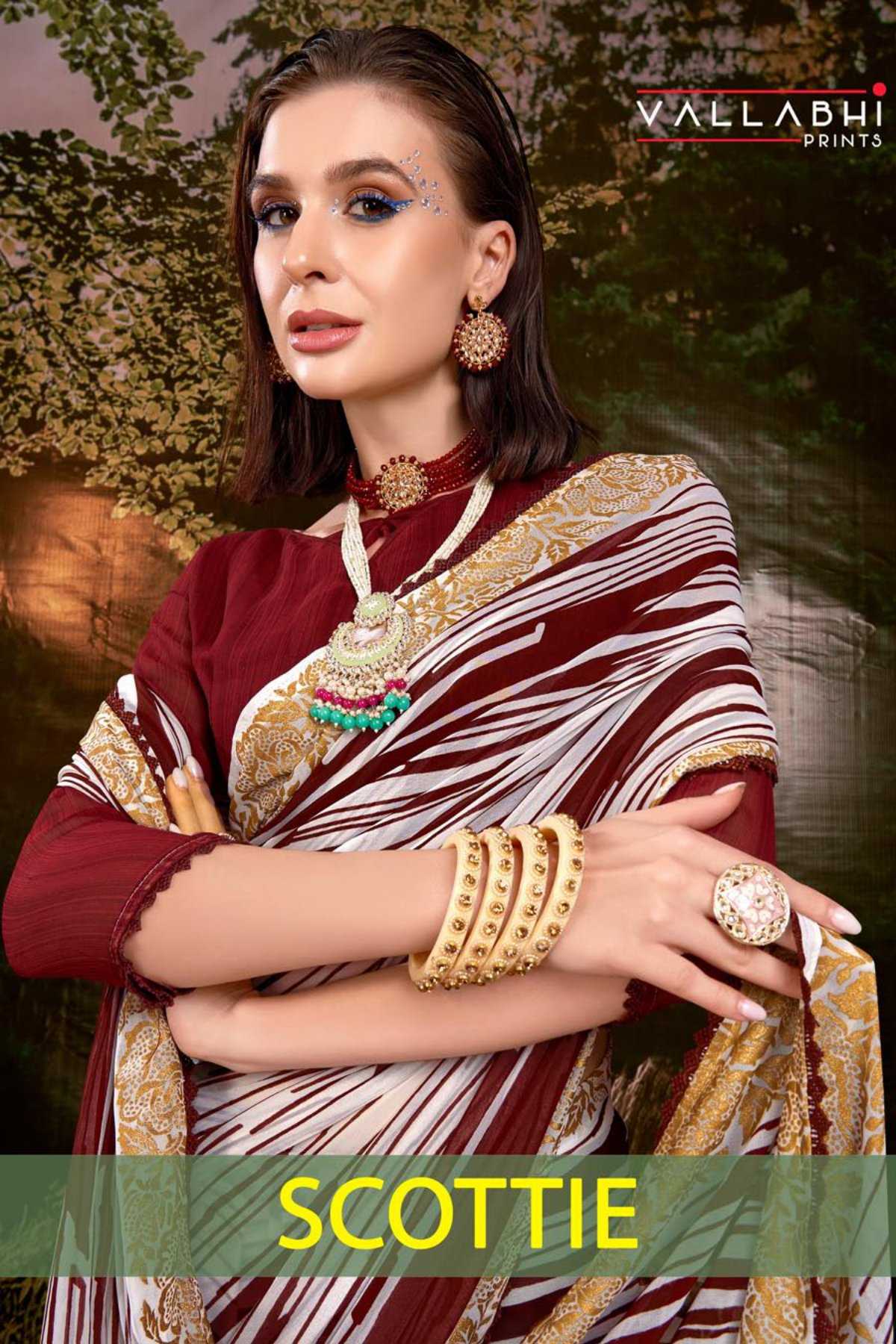 vallabhi prints scottie launch casual wear fancy georgette saree exports