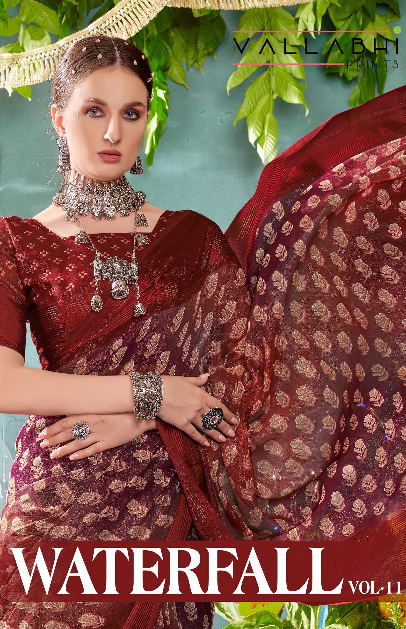 vallabhi prints waterfall vol 11 new trendy stylish chiffon saree exports