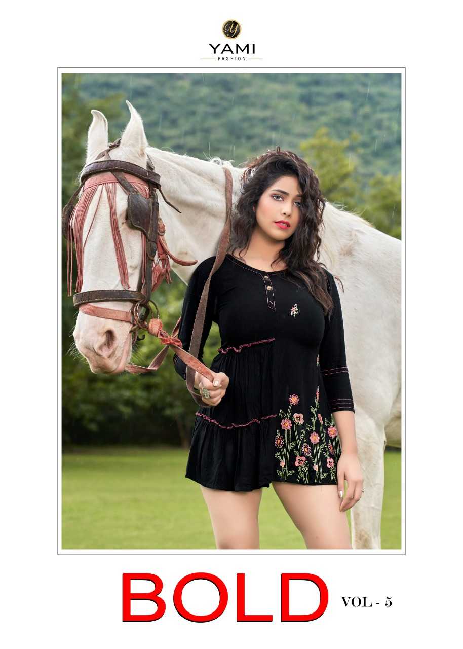 yami fashion presents bold 5 new trendy outfit rayon readymade western short top  
