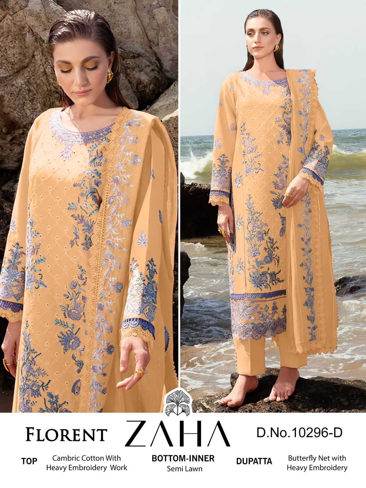  zaha present florent trending party wear cambric cotton with embroidery work Pakistani salwar kameez 