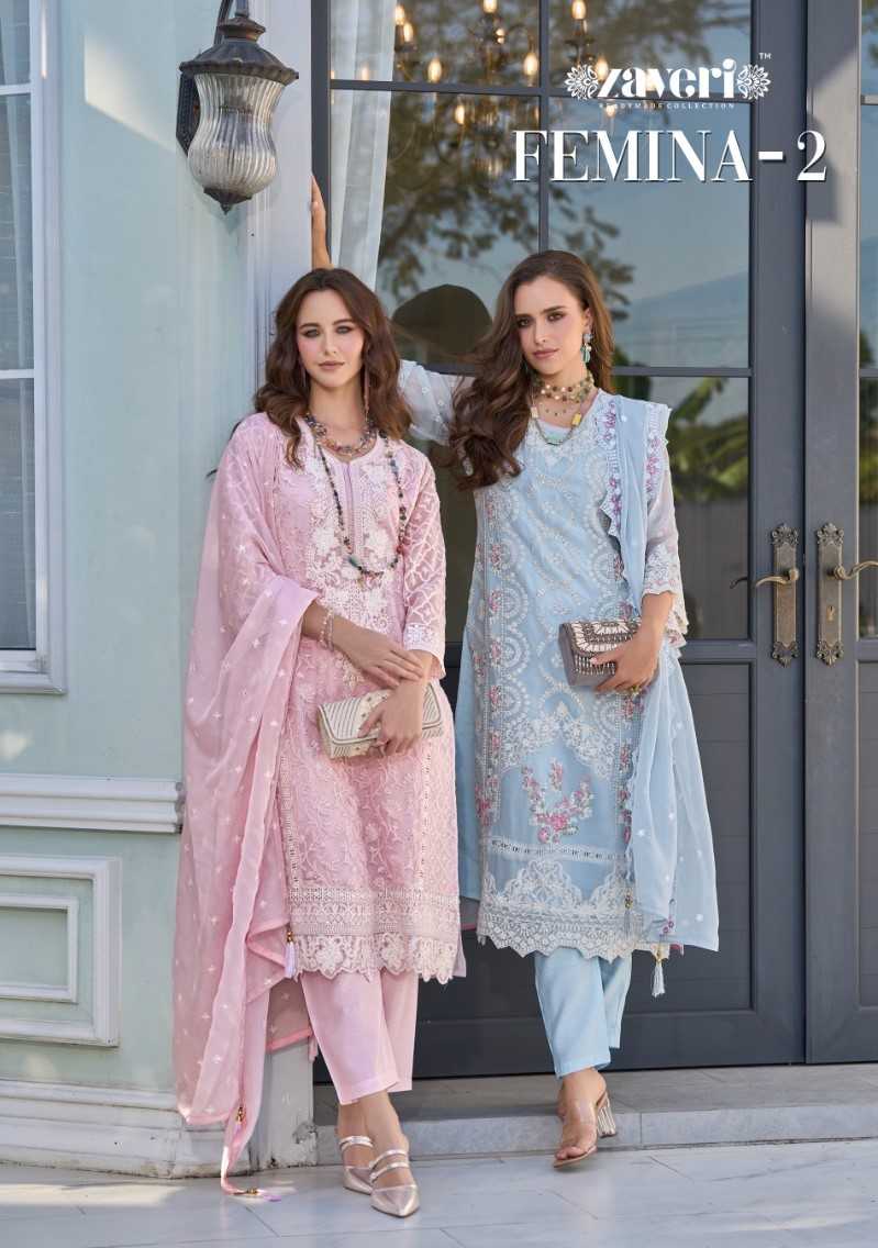 zaveri femina vol 2 ethnic style organza moti work full stitch pakistani salwar suit 