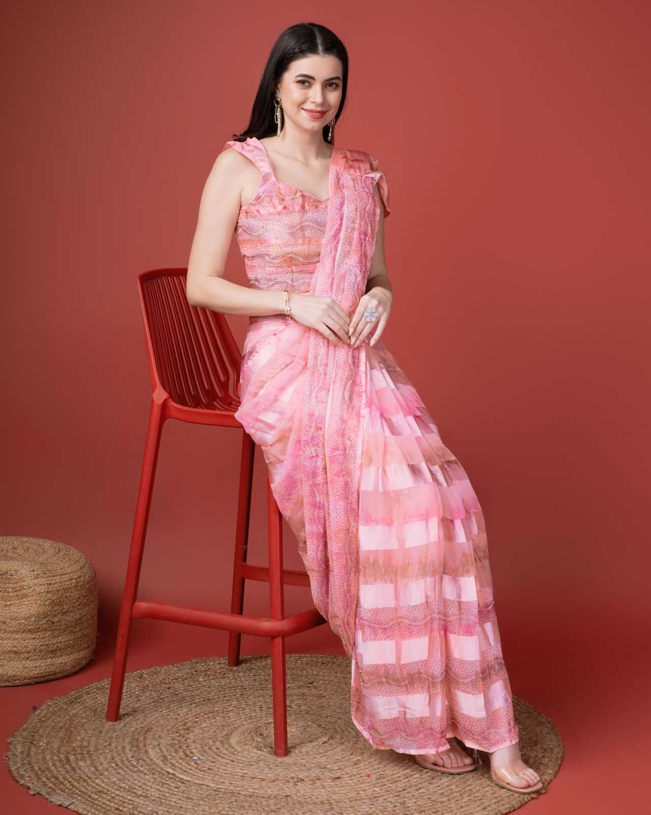 10810 fancy satin silk stone swarovski work ready to wear wedding wear exclusive saree