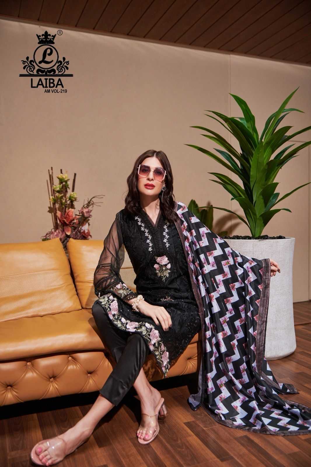 laiba the designer 219 stylish organza traditional wear pakistani kurti pant dupatta 