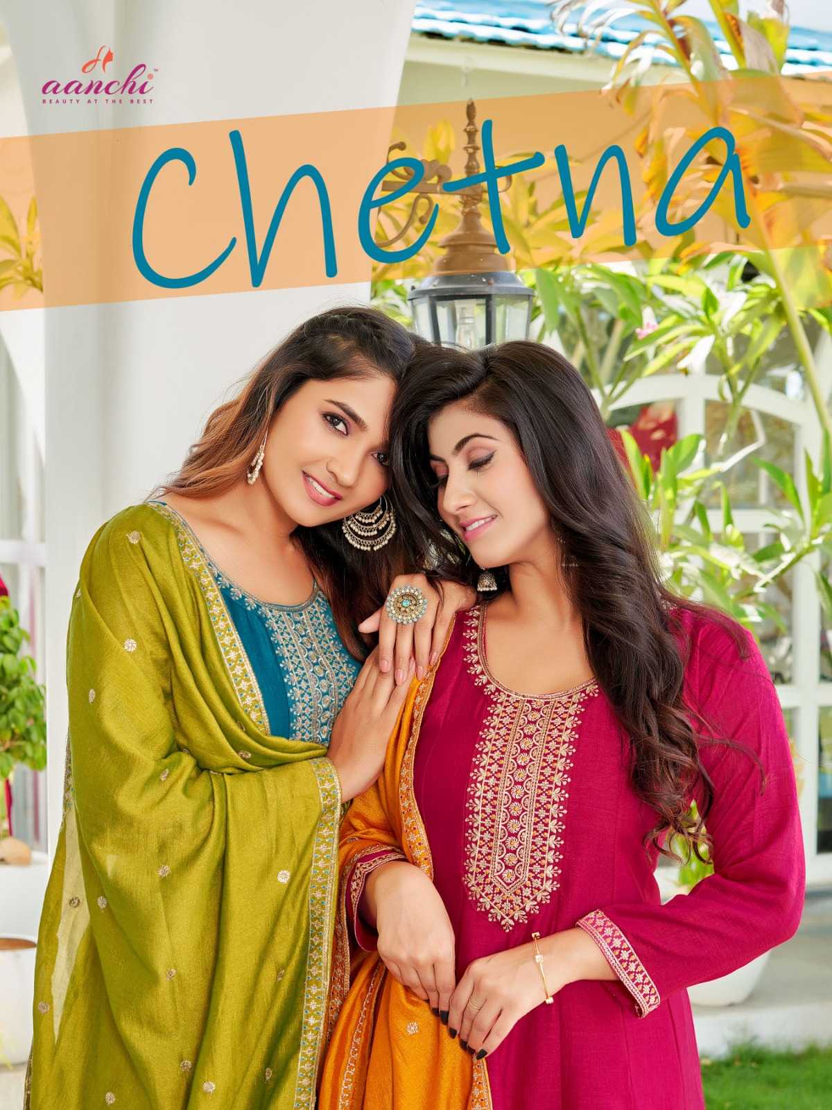 chetna by aanchi vichitra full stitch flair kali pattern elegant look kurti pant dupatta 