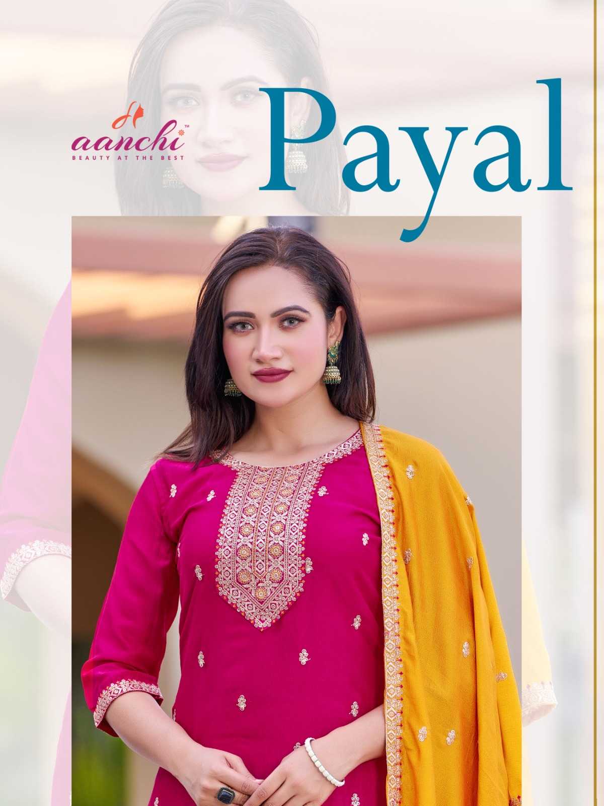 payal by aanchi new trendy pretty look vichitra fully stitch embroidered salwar kameez wholesaler