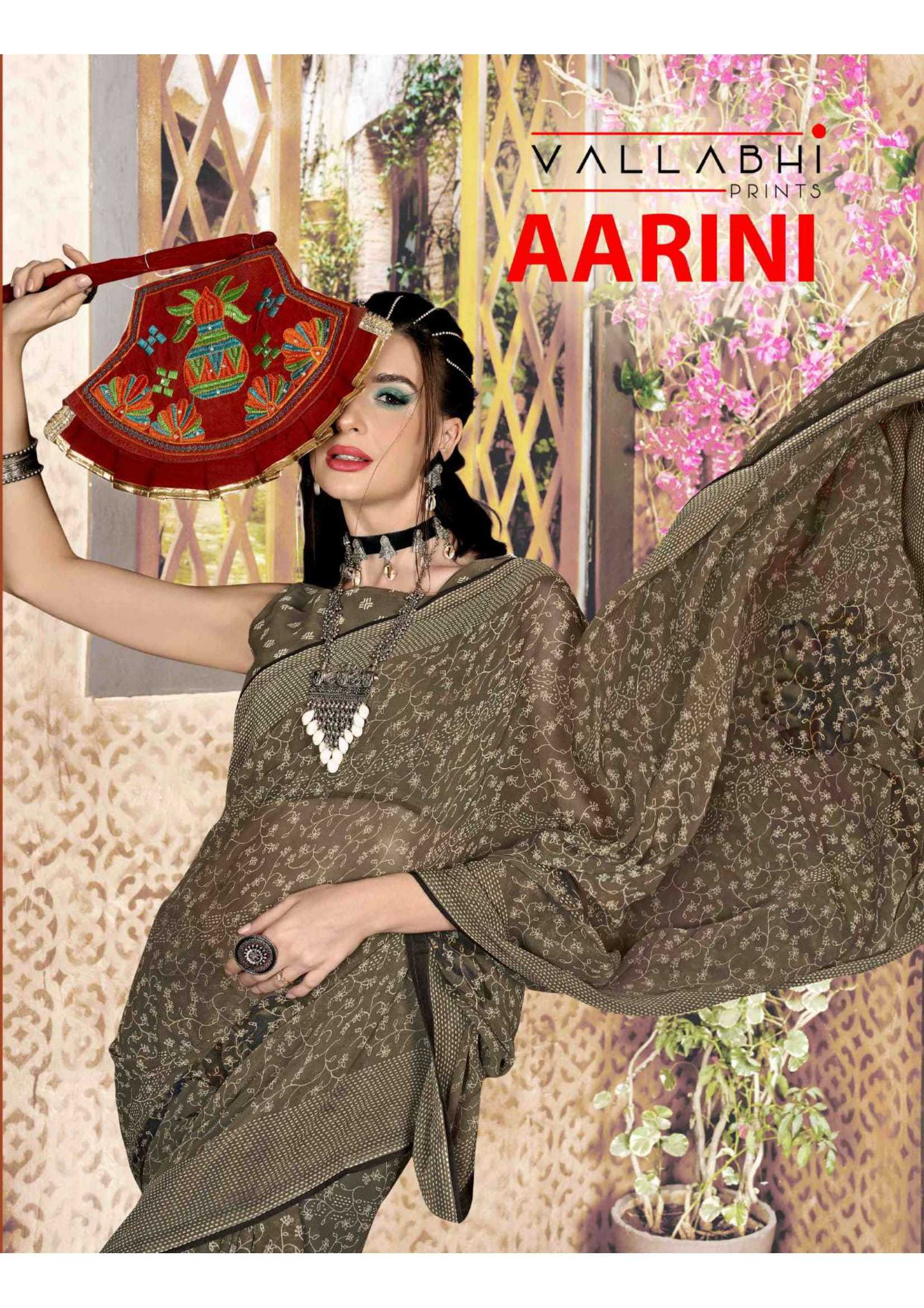 vallabhi prints aarini new launch fancy georgette saree with blouse 
