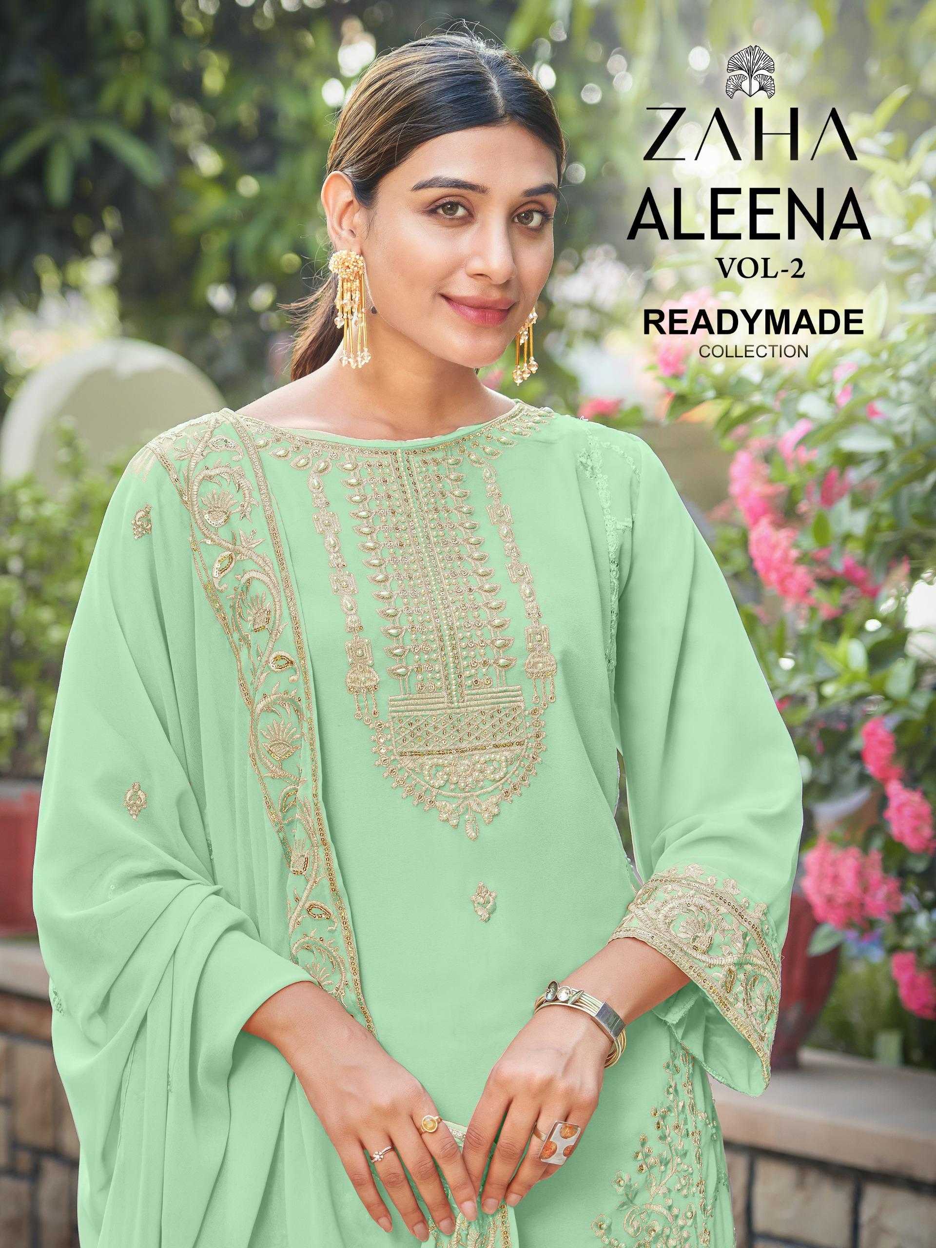 zaha launch aleena vol 2 fully stitch stylish embroidery work morden pakistani 3pcs dress 