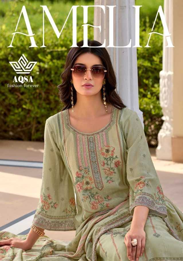 aqsa amelia musline viscose stylish weaving pattern solid design pakistani salwar suit