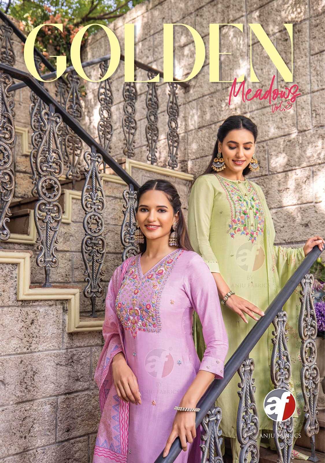 golden meadows vol 3 by anju fab exclusive muslin full stitch big size salwar kameez