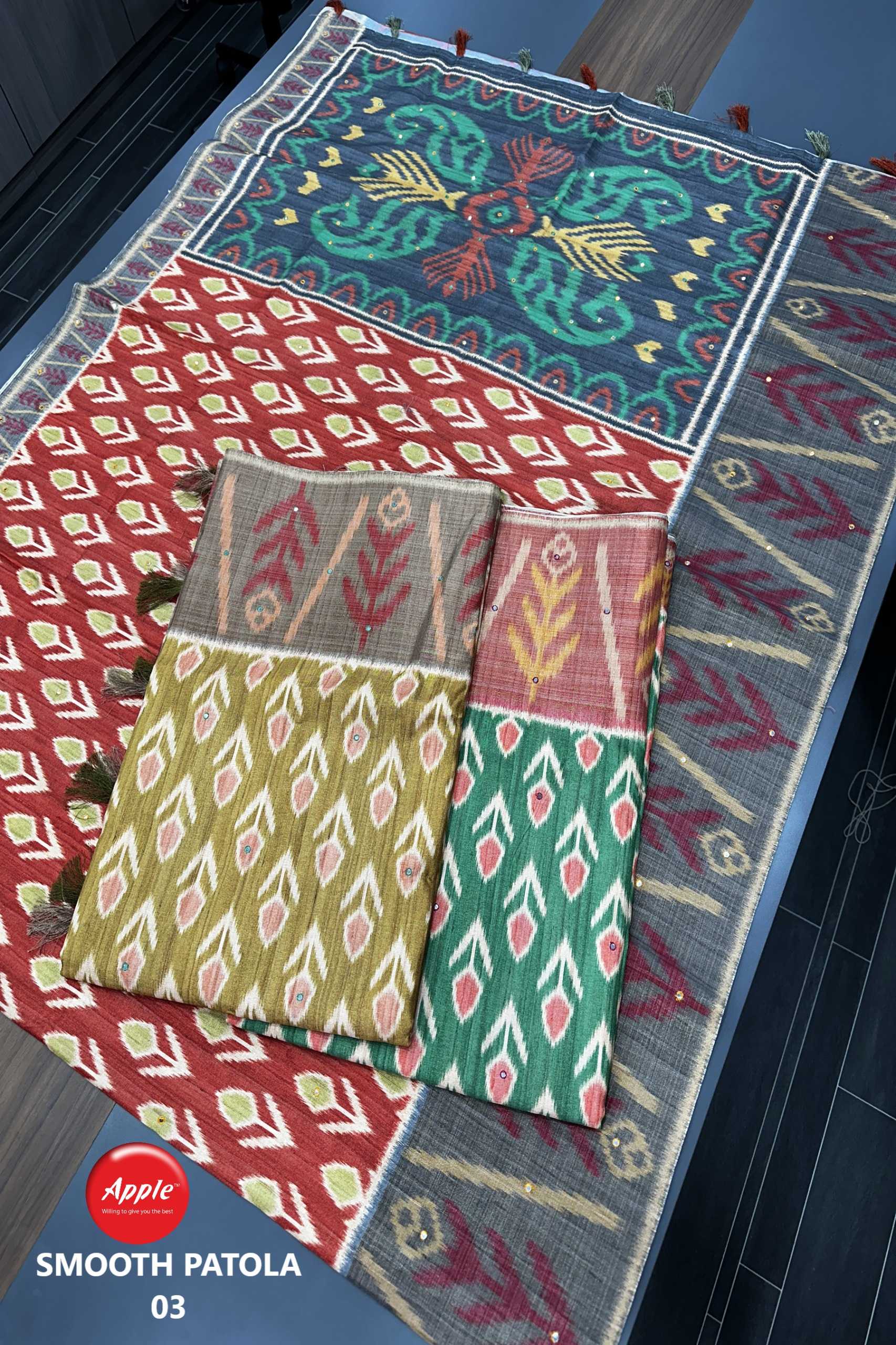 smooth patola vol 3 by apple art tusser trendy outfit casual wear saree supplier