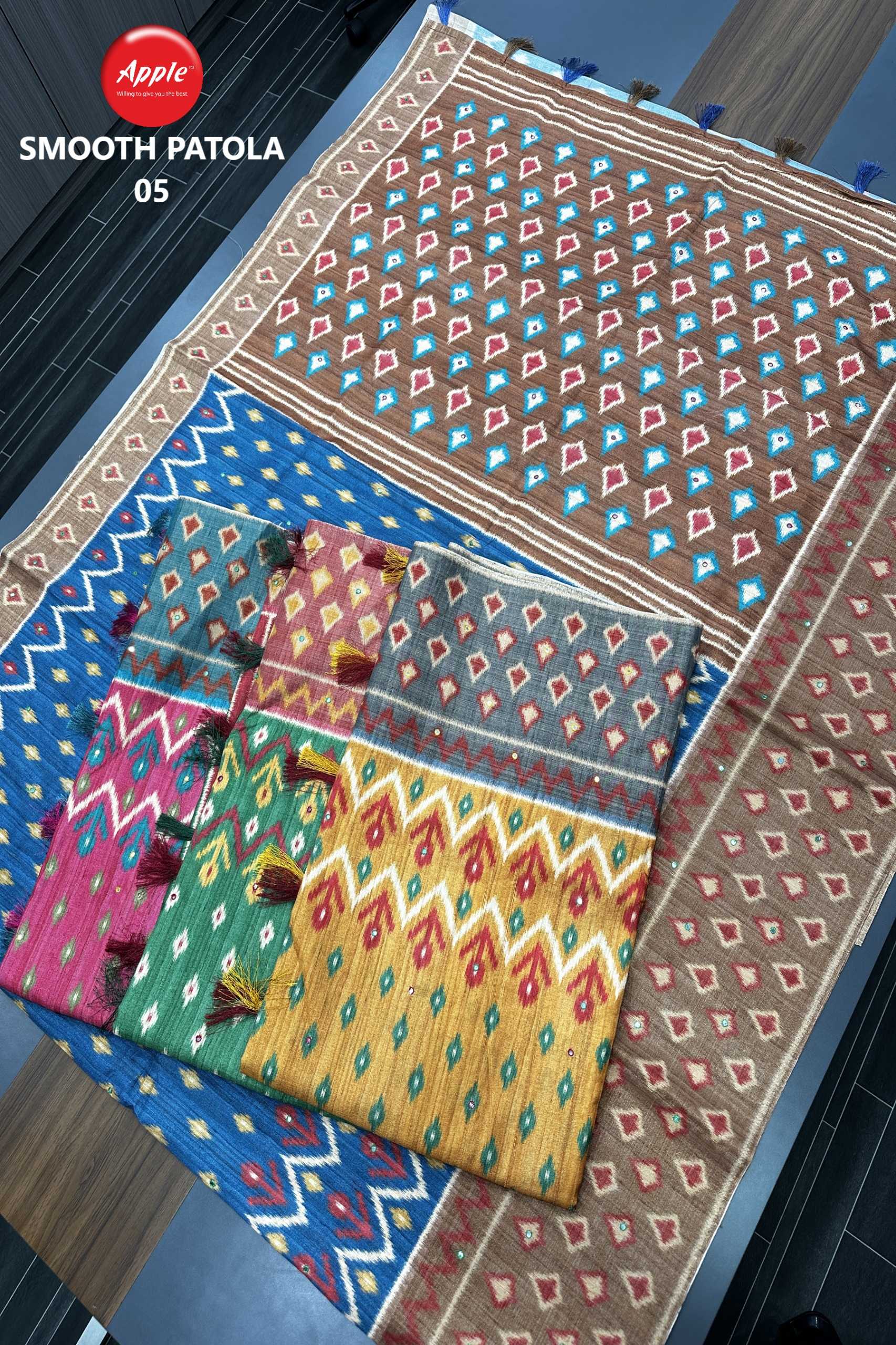 smooth patola vol 5 by apple art tusser 4 colour matching stylish saree exports 
