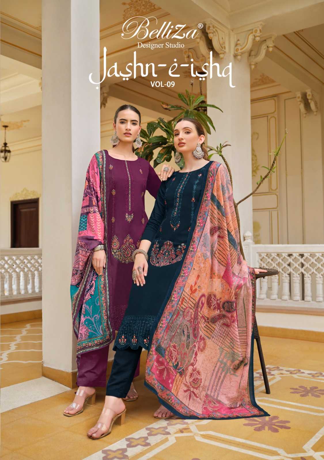 jashn-e-ishq vol 9 by belliza designer fashionable design ethnic style pakistani top pant dupatta 