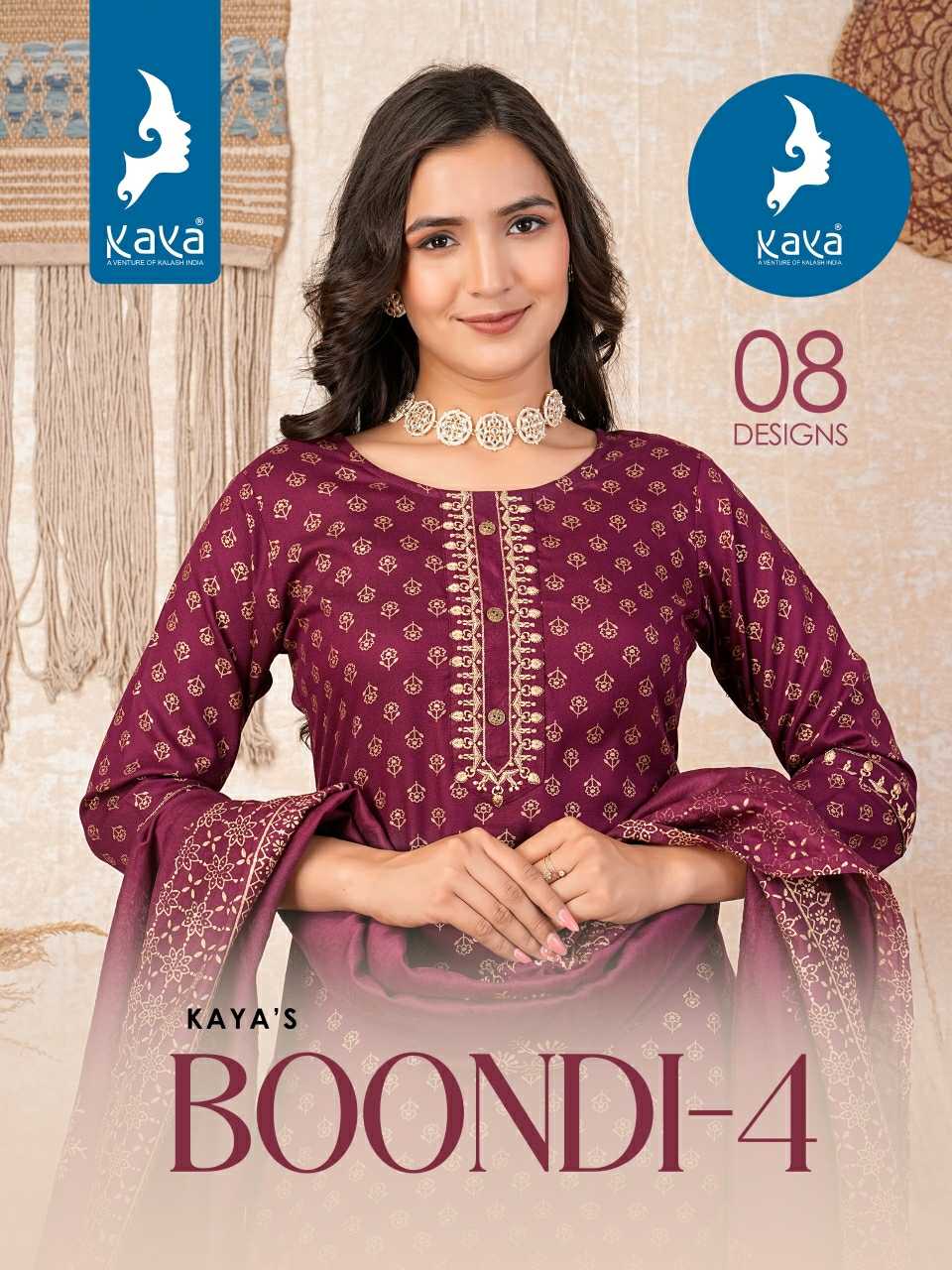 kaya boondi vol 4 full stitch new design fancy big size comfy wear straight cut salwar suit