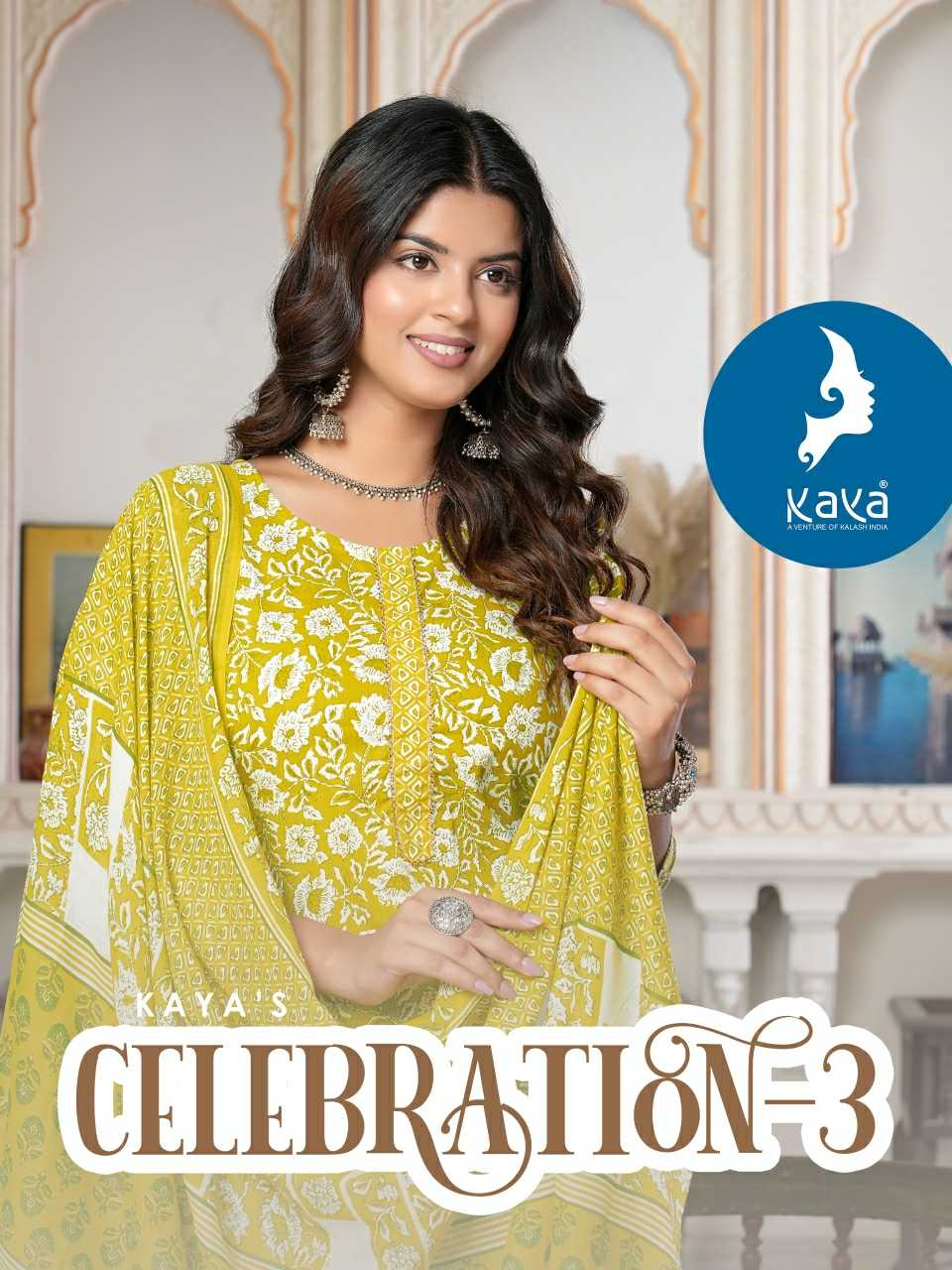 kaya by celebration vol 3 new trendy full stitch big size straight cut kurti pant dupatta 