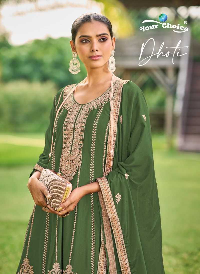 your choice dhoti 1001-1004 readymade chinon dhoti kurta with dupatta boutique collection