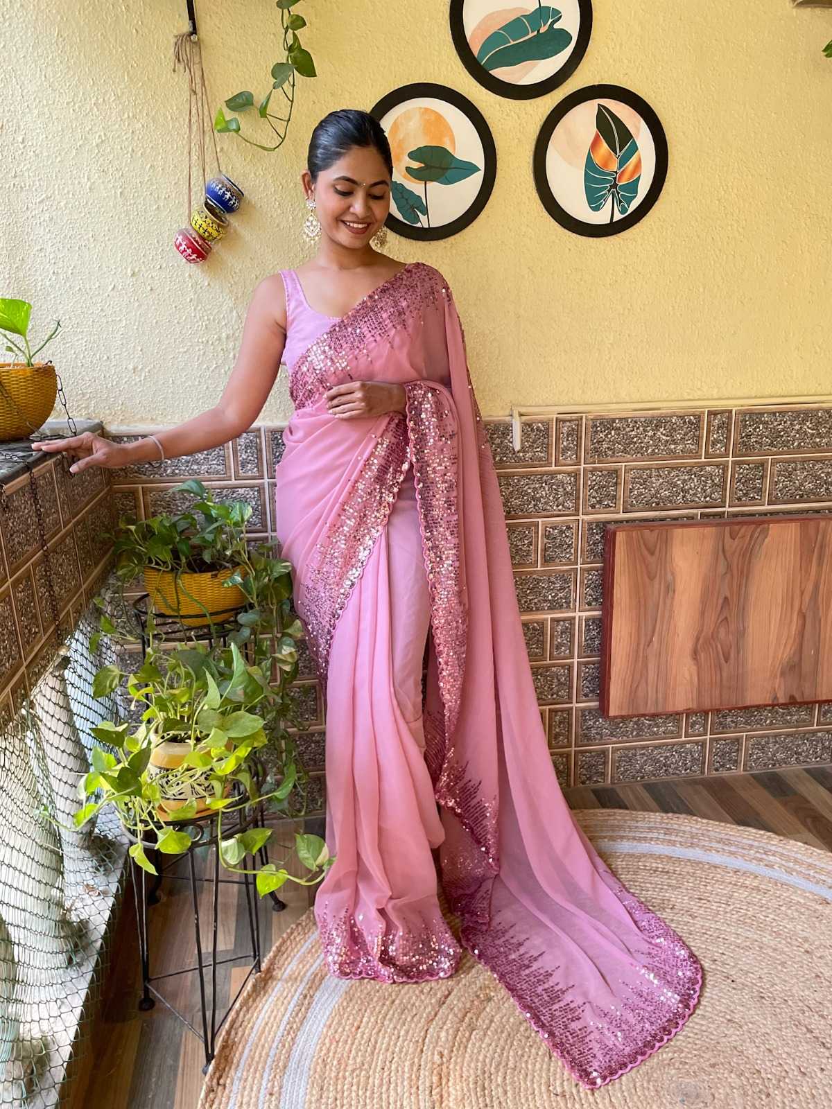 ds 432 georgette with sequence work traditional wear adorable saree with blouse 