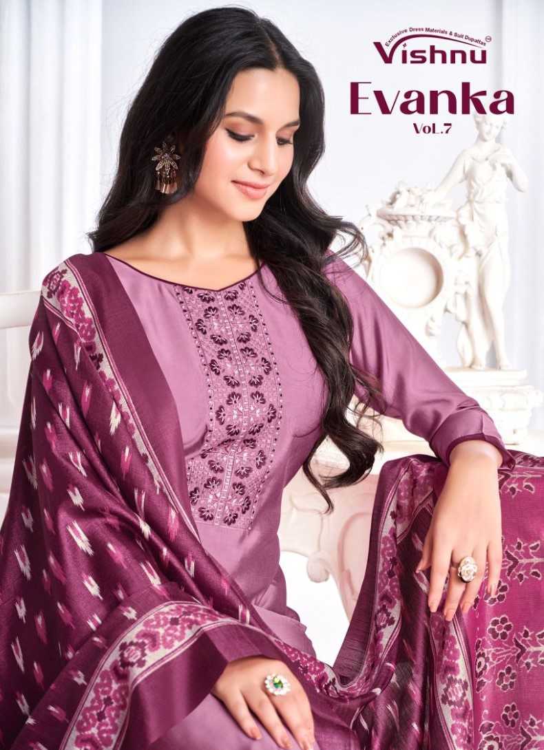 vishnu presents evanka vol 7 roman silk super hit design top bottom with dupatta matrerial 