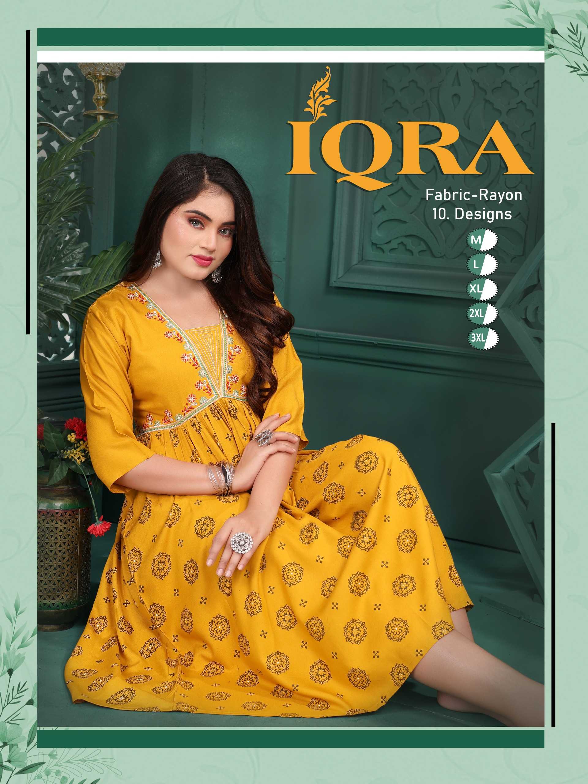 FASHION TALK IQRA RAYON PRINT KURTI CATALOG WHOLESALER BEST RATE