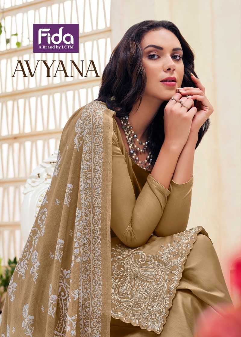 avyana by fida satin cotton occasion wear stylish embroidery work kurti pant dupatta 