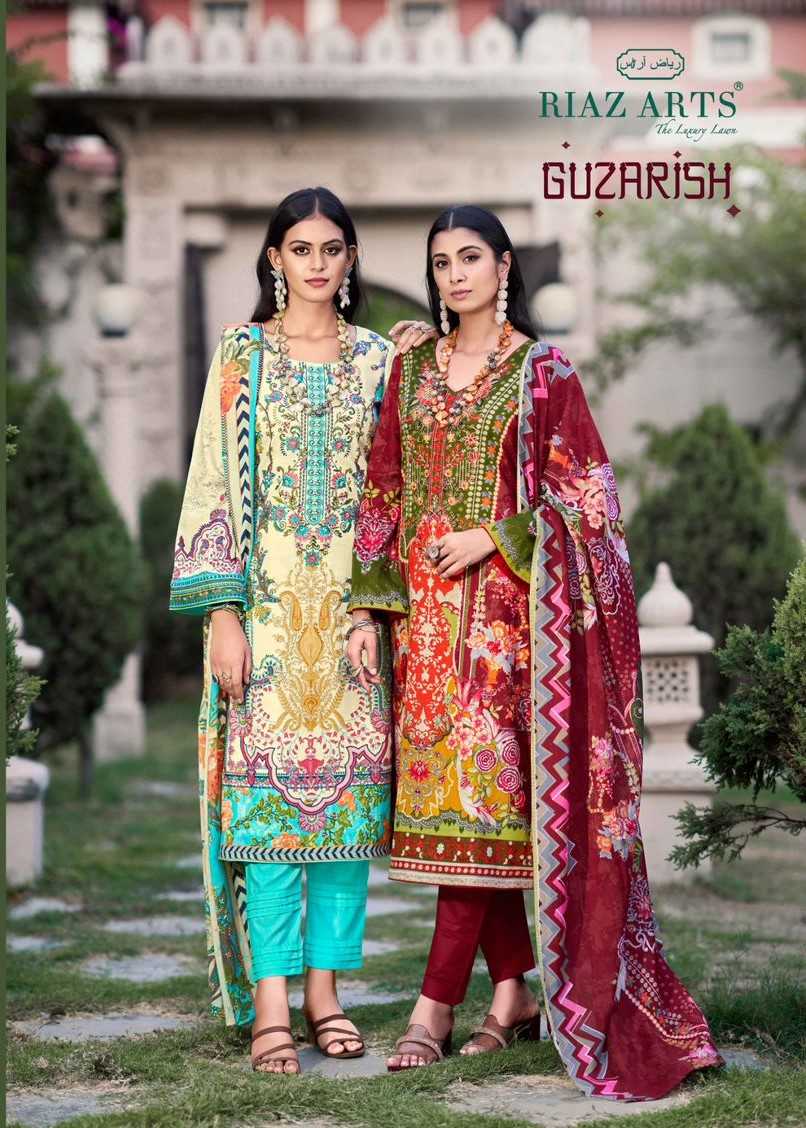 riaz arts guzarish ethnic design lawn pakistani neck embroidery 3pcs dress