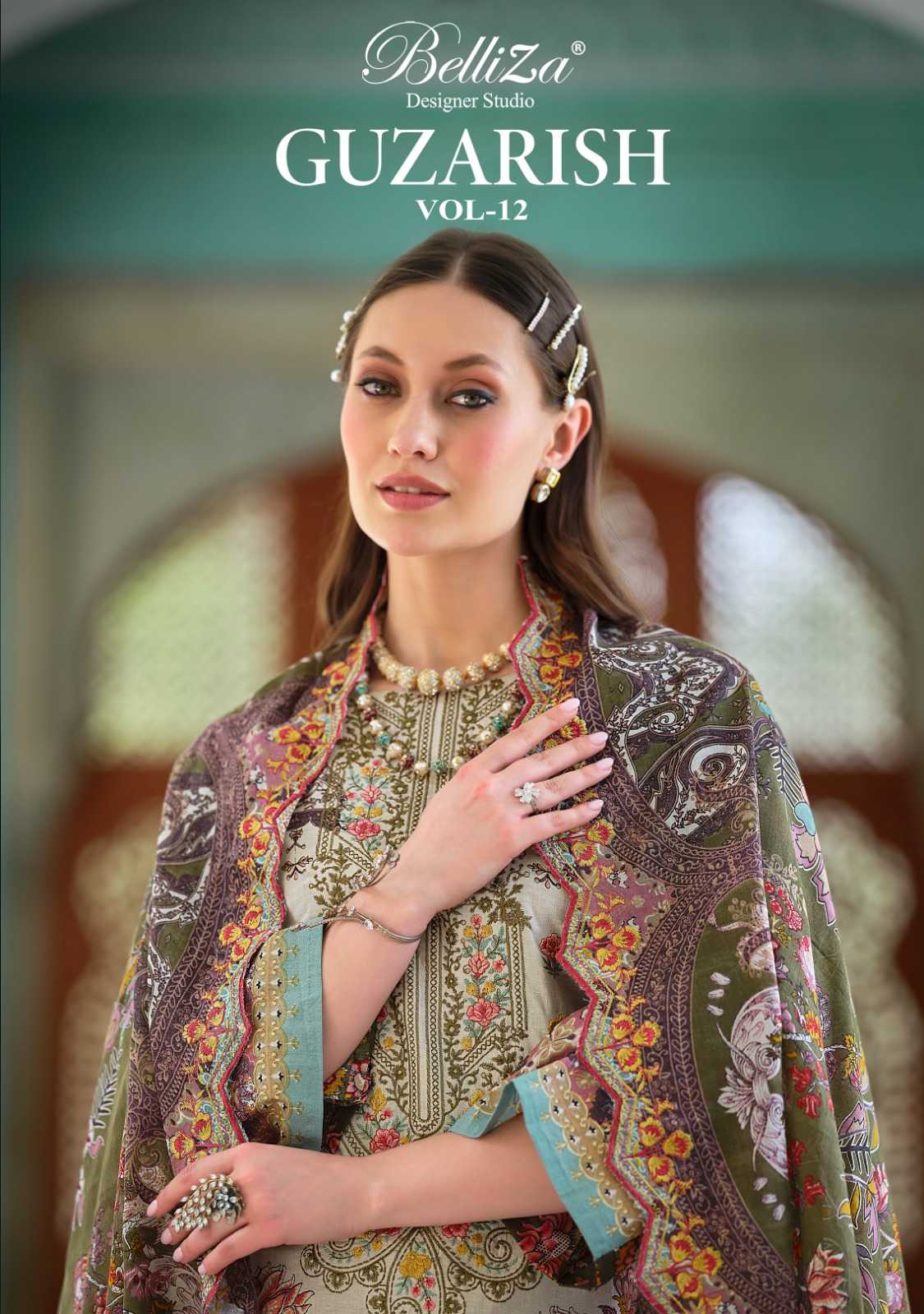 belliza designer guzarish vol 12 embroidery work modern pakistani 3pcs dress