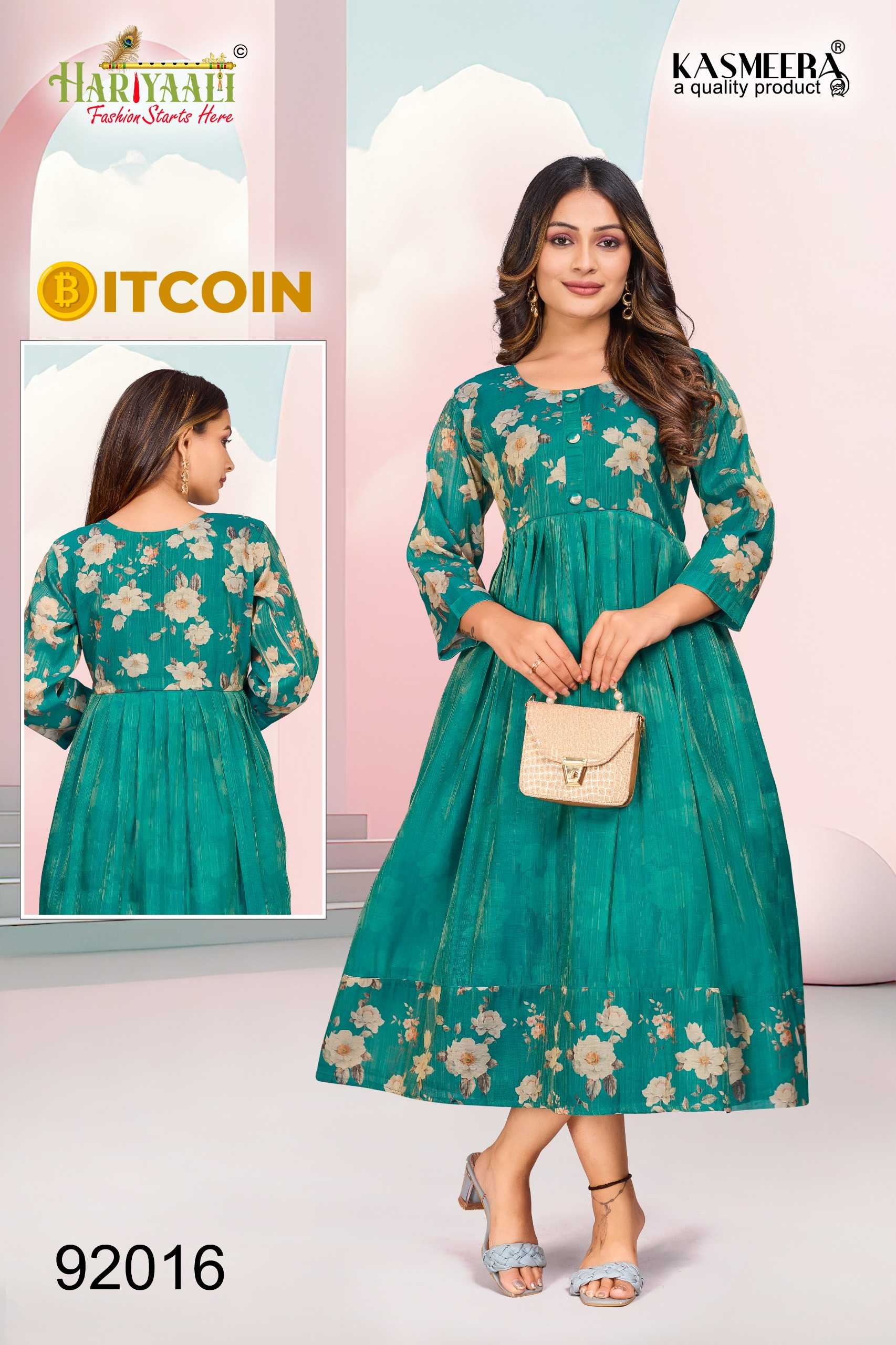 bitcoin vol 3 by hariyaali tissu silk traditional wear umbrella design long kurti combo set