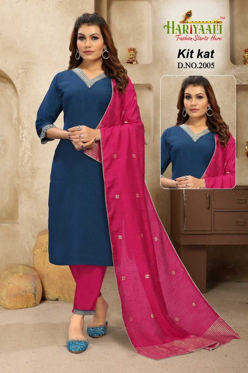 hariyaali kitkat vol 2 vetican silk full stitch hit design big kurti pant with dupatta combo set