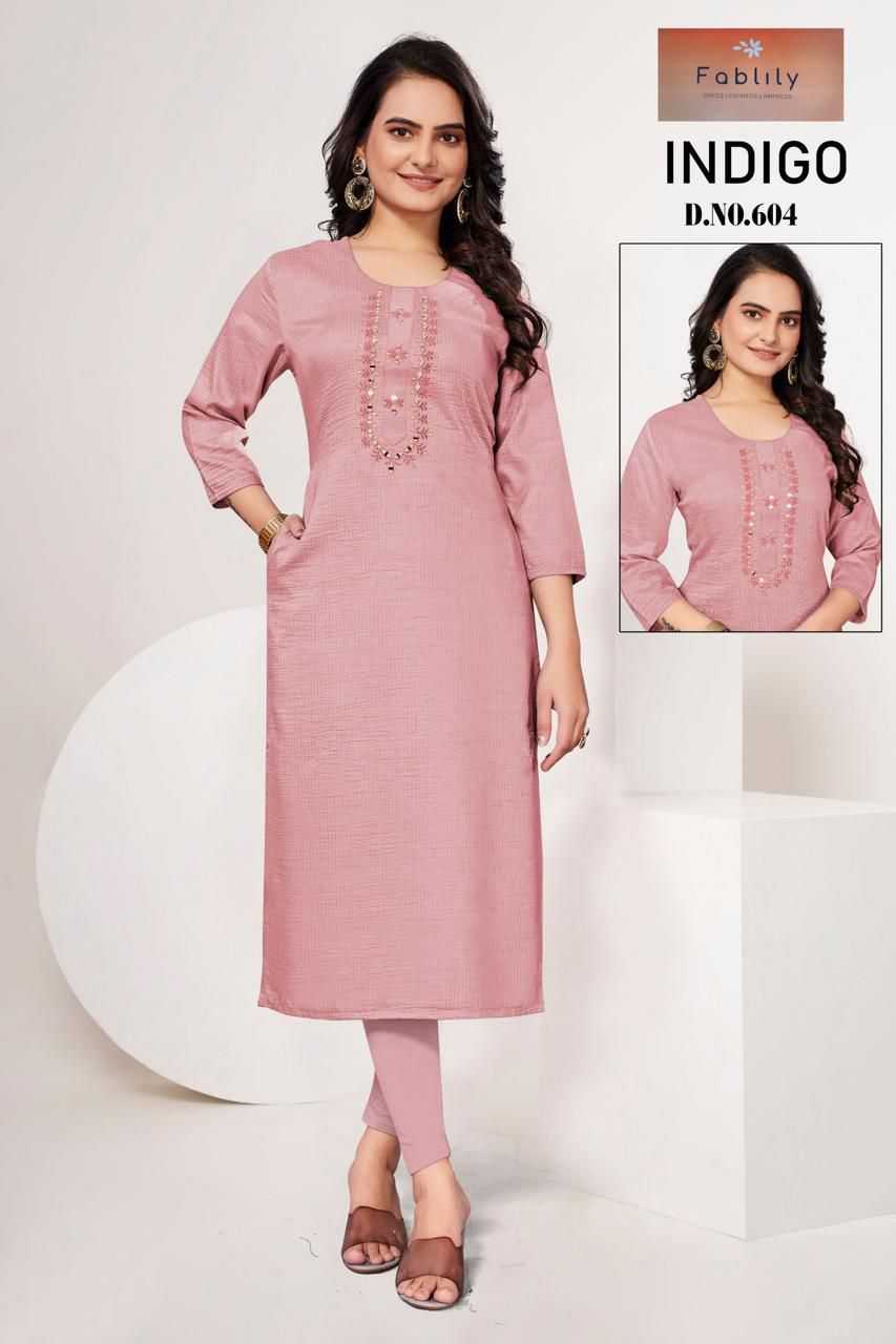 fablily by indigo launch fancy handwork neck with ethnic design big size readymade kurti 