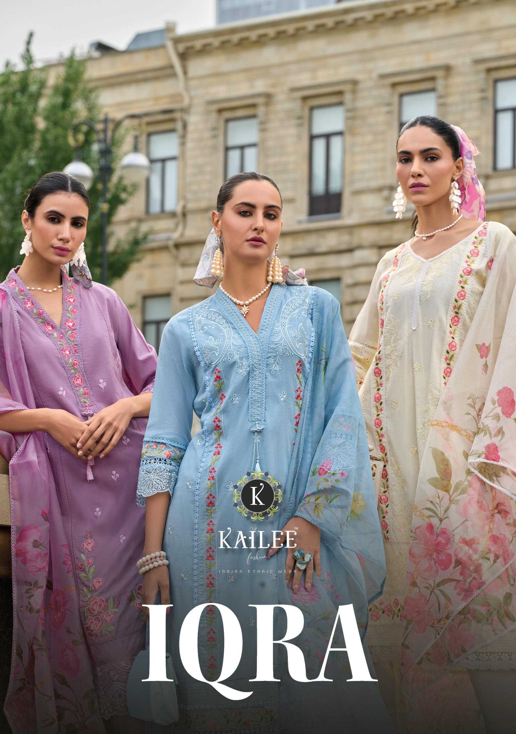 iqra by kailee fashion a line style exclusive design cotton hand work big size readymade salwar kameez 