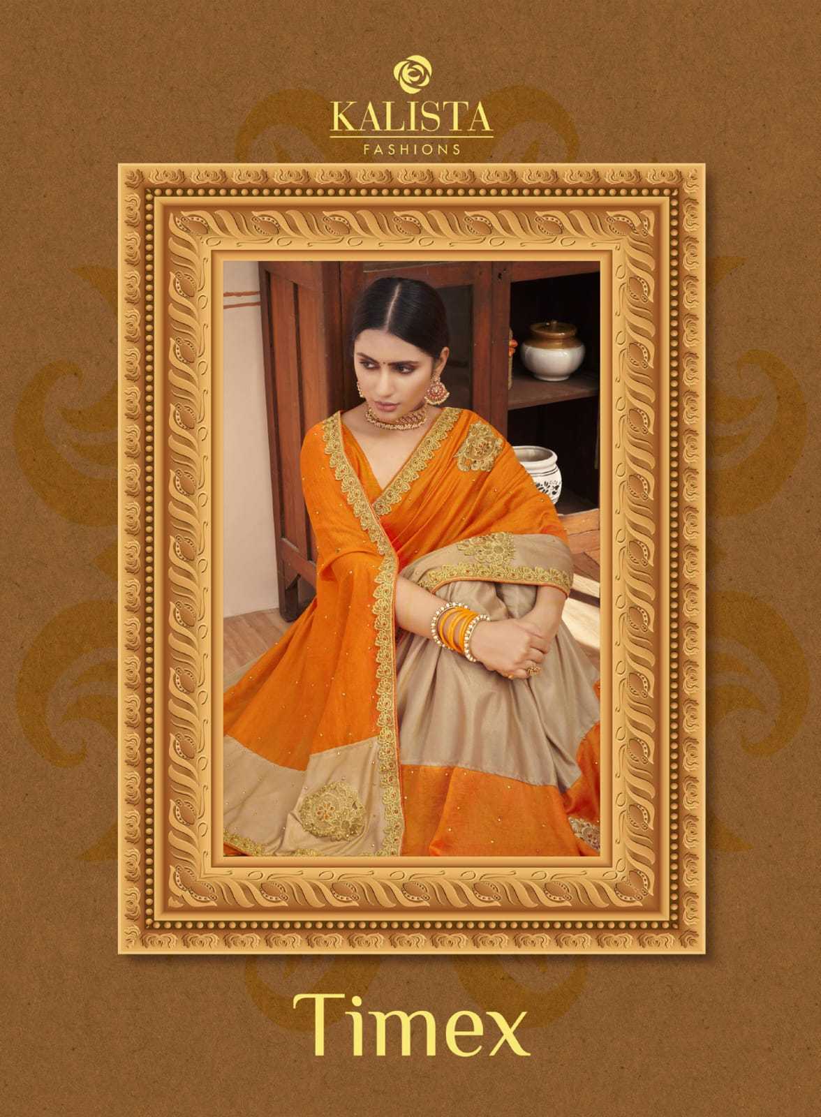 kalista presents timex fancy new design comfy wear vichitra saree exports & wholesaler