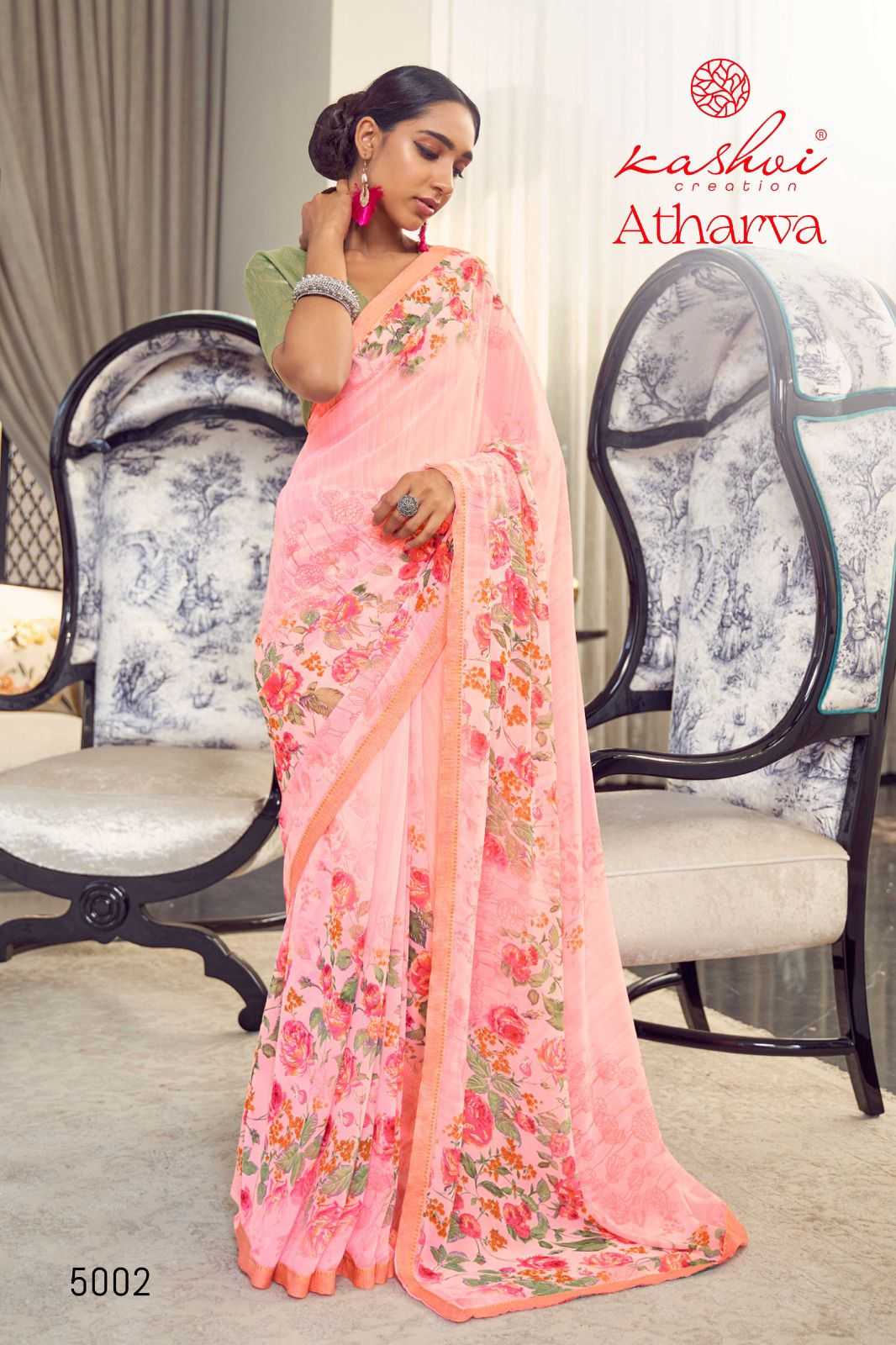 atharva by kashvi creation 5001-5008 series indian classic weightless saree exports