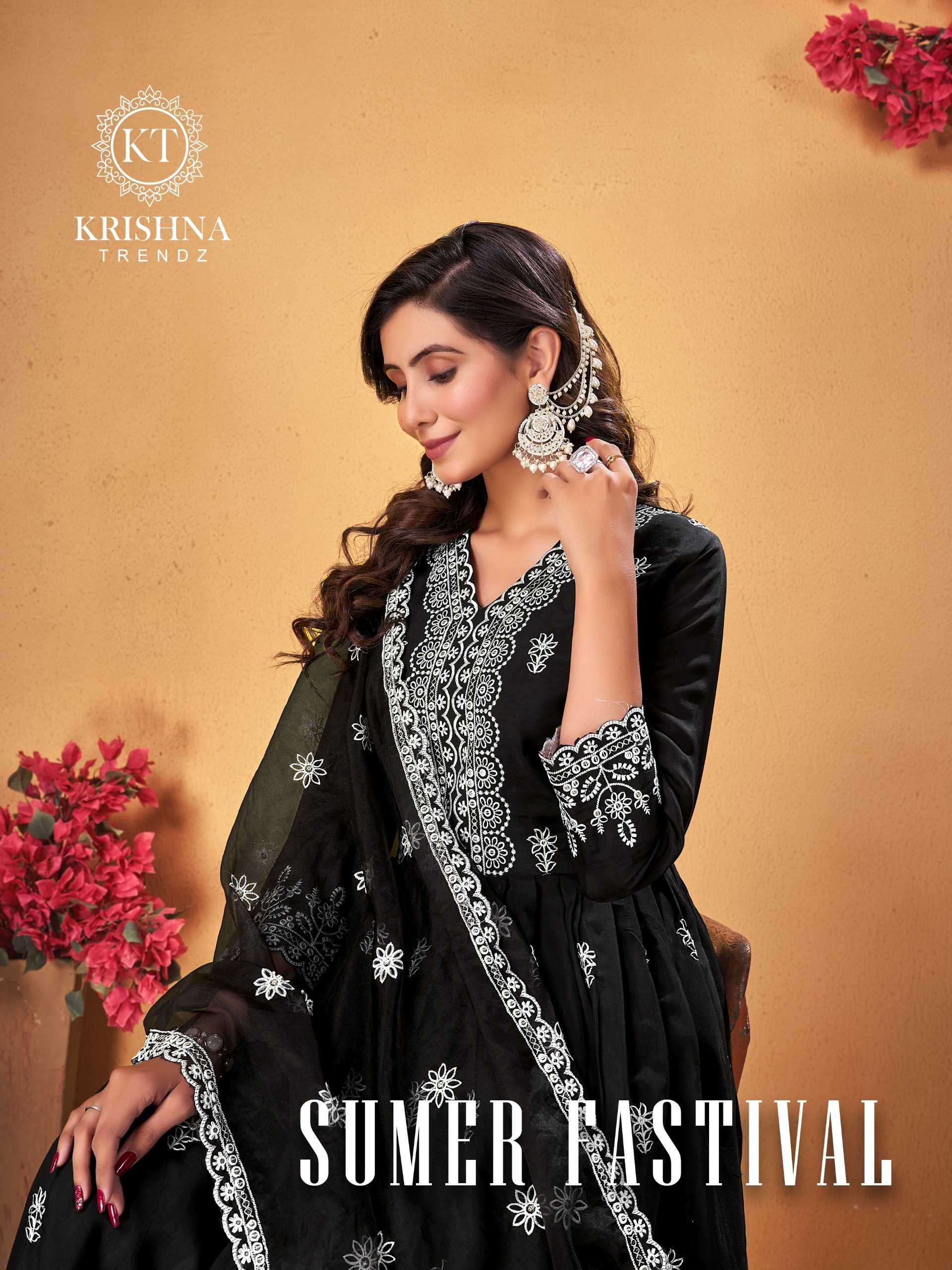 sumer fastival vol 1 by krishna trendz fancy roman si̇lk readymade designer salwar suit