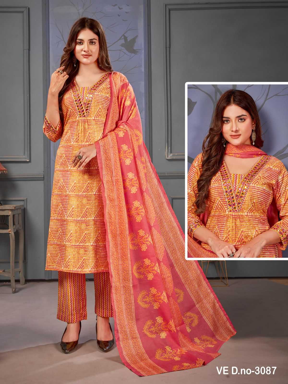 ladies flavour 3087 & 3088 launch full stitch cotton amazing design combo set salwar kameez 