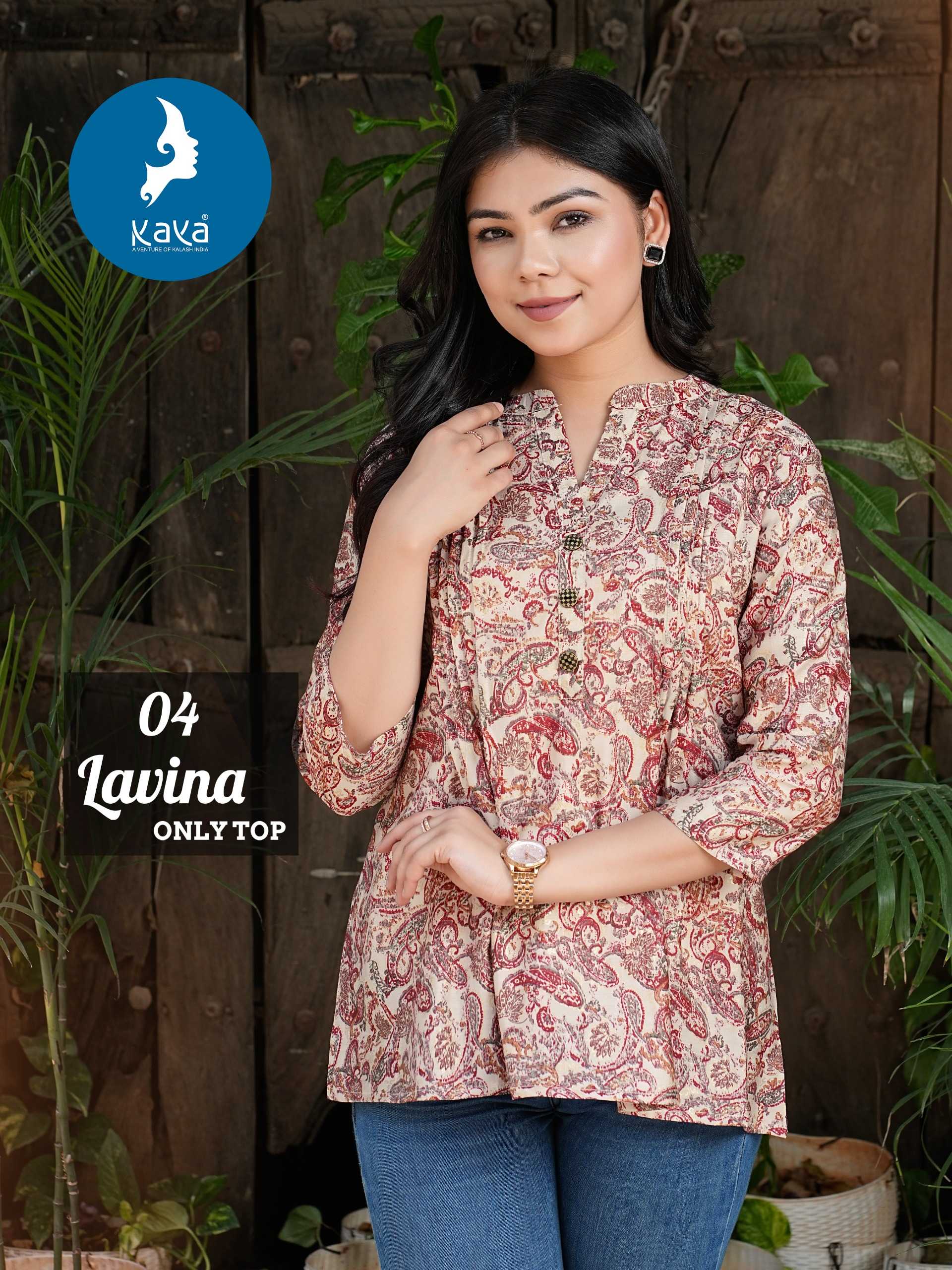 kaya presents lavina readymade classic outfit chanderi modal short kurti supplier