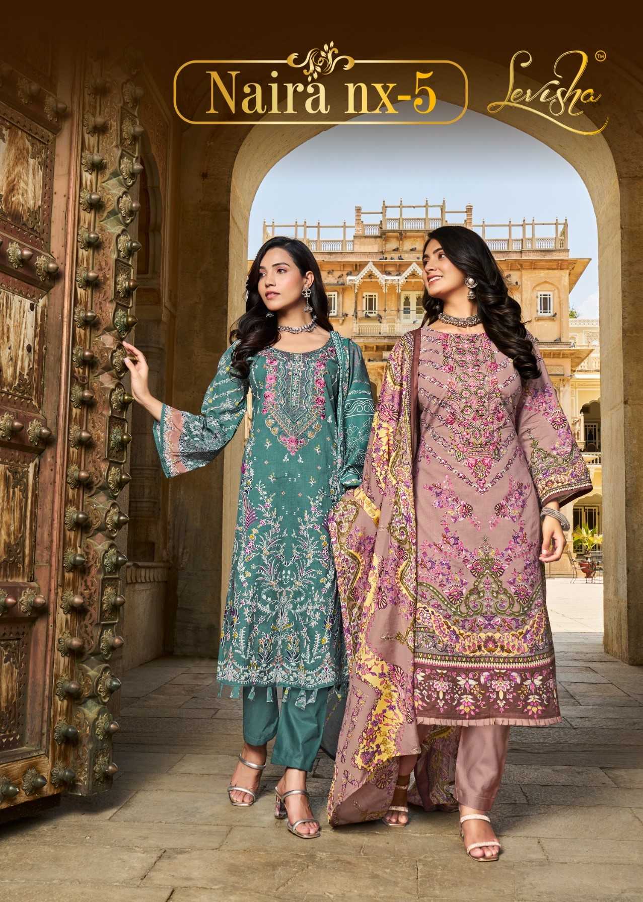 levisha naira nx vol 5 pretty look camric cotton pakistani style salwar suit material
