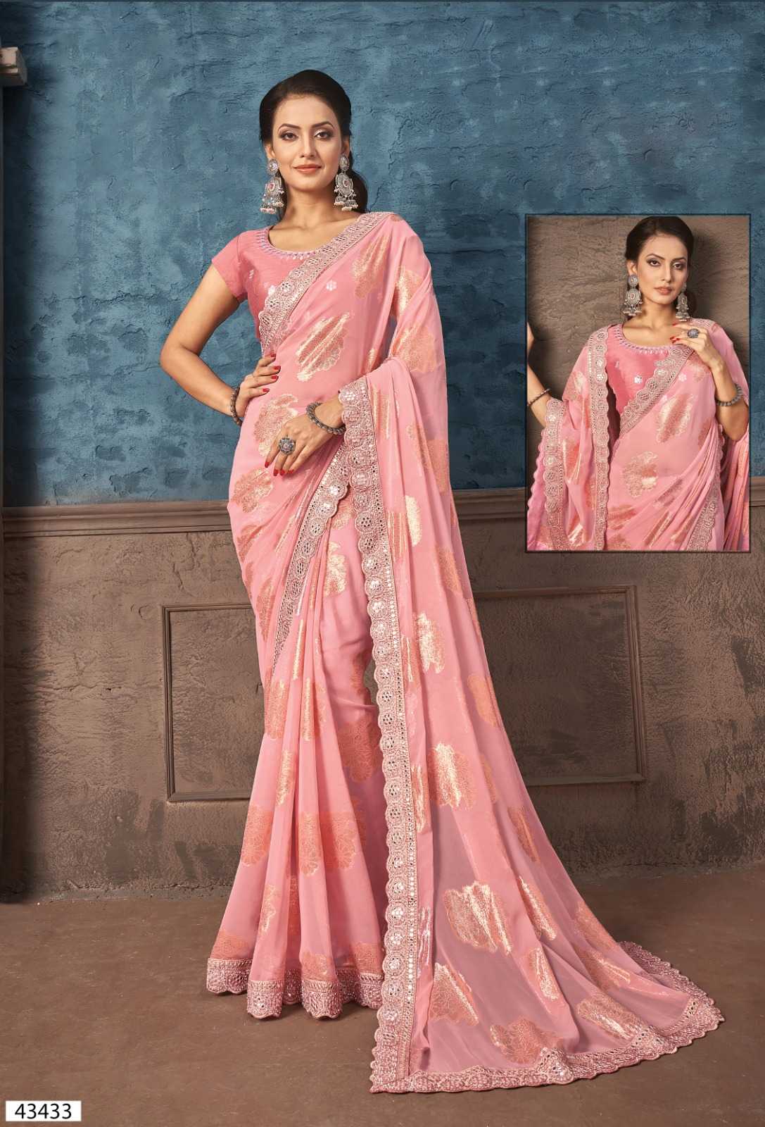 mahotsav norita 43400 series maanika fancy georgette zari jacquard ethnic style festival wear saree 