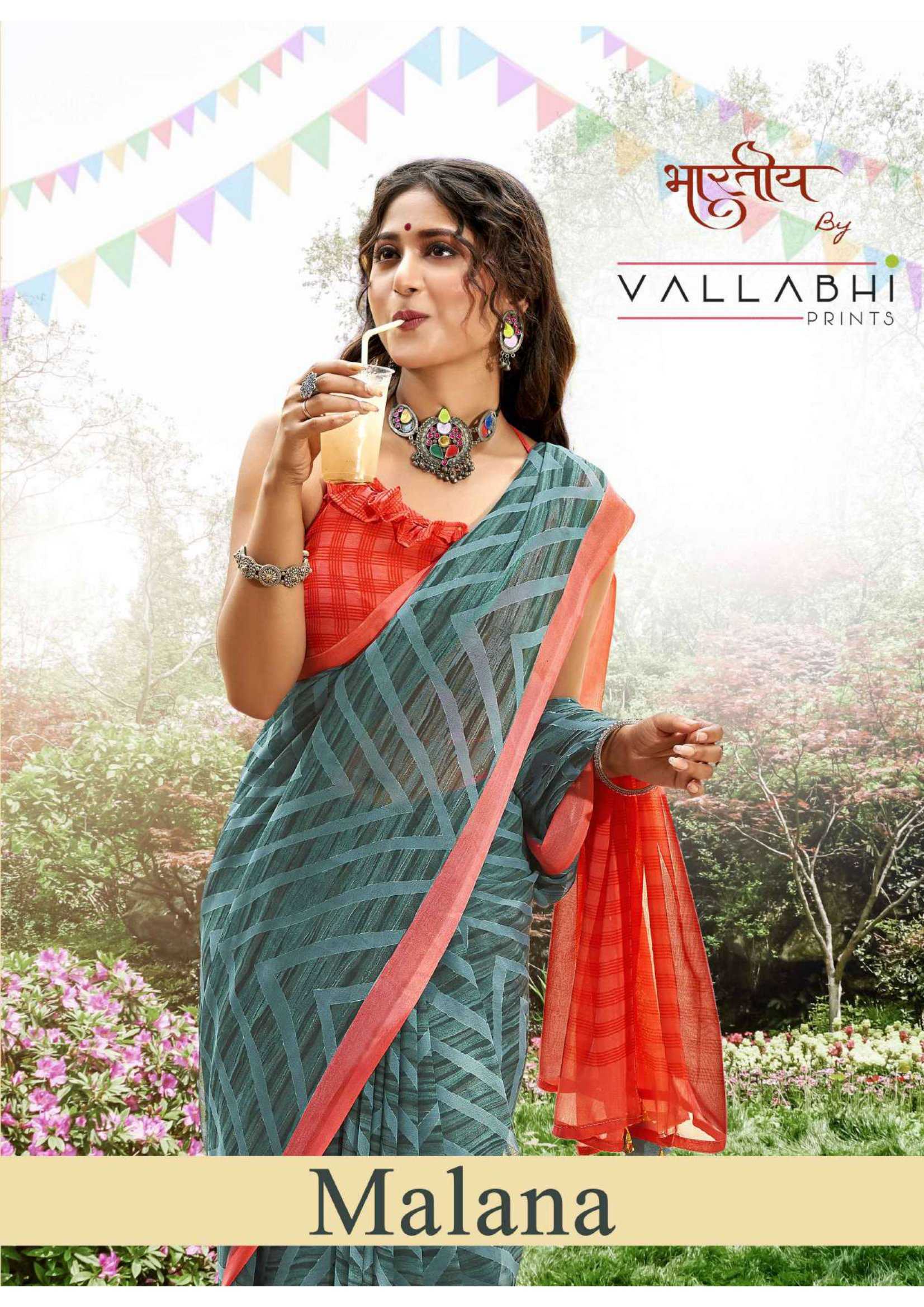 vallabhi prints by malanay 27221-27226 series georgette daily use new design saree
