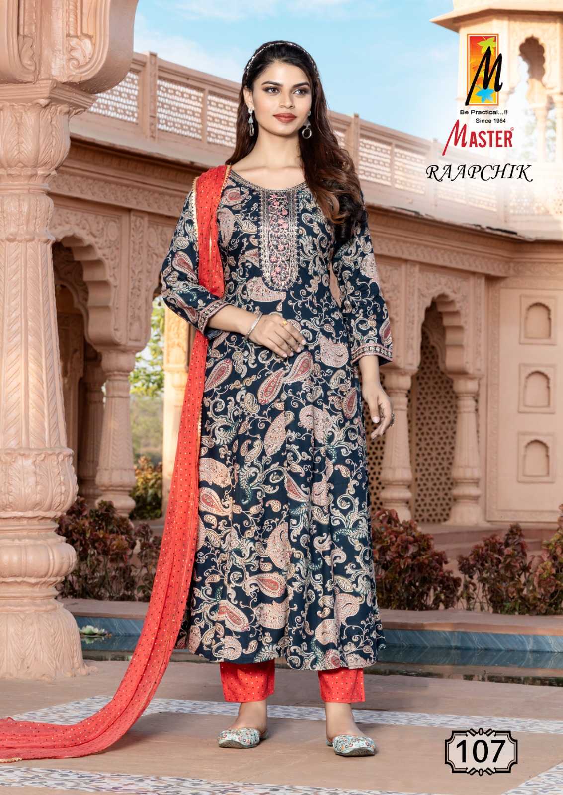 raapchik by master super hit anarkali pattern rayon foil with dori style full stitch salwar suit