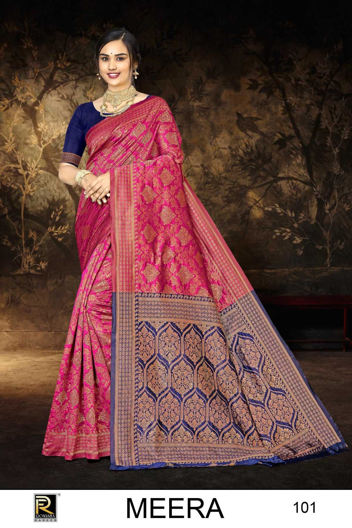 RANJNA SAREE MEERA  BANARASI SILK PREMIUM FABRICS  EXCLUSIVE SAREE COLLECTION 