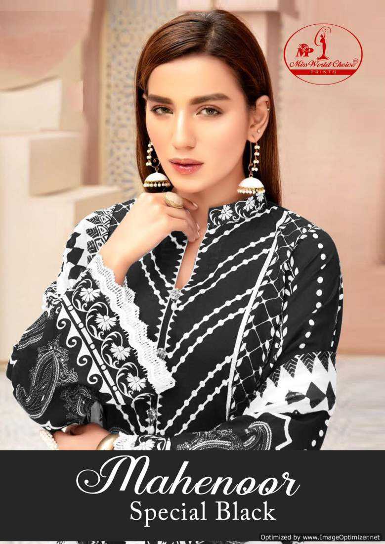 MAHENOOR BLACK AND WHITE BY MISS WORLD CHOICE HEAVY COTTON FANCY SALWAR KAMEEZ
