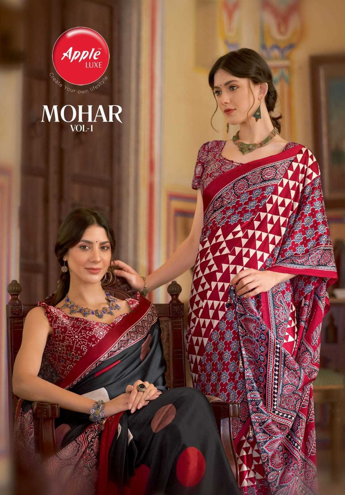 mohar vol 1 by apple 101a-104b fancy japan satin fashionable design saree with blouse