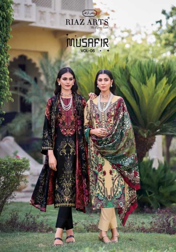 riaz arts musafir vol 6 ethnic design lawn modern pakistani neck work dress material 