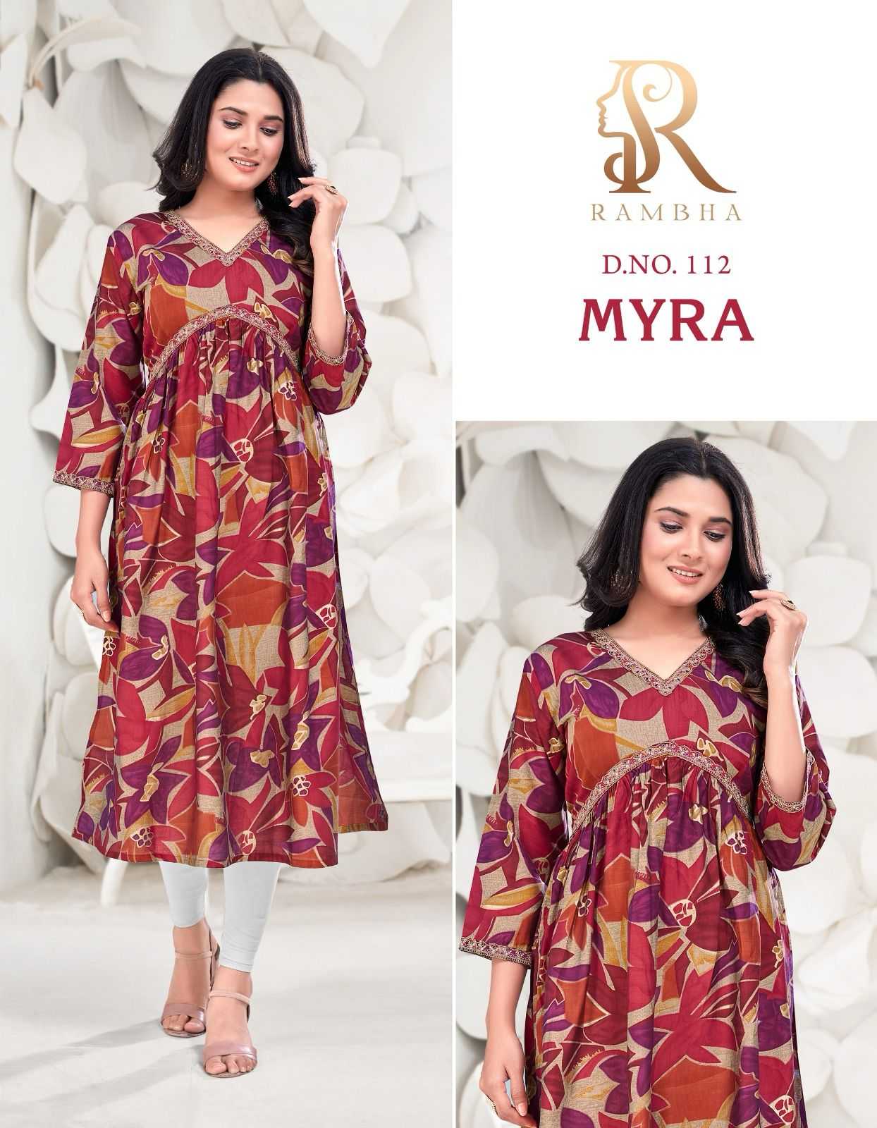 rambha presents myra alia modal chanderi full stitch elegant style combo set long kurti 