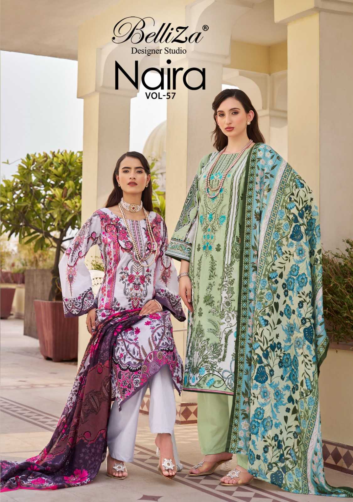 belliza designer naira vol 57 cotton digital prints modern pakistani kurti pant dupatta material