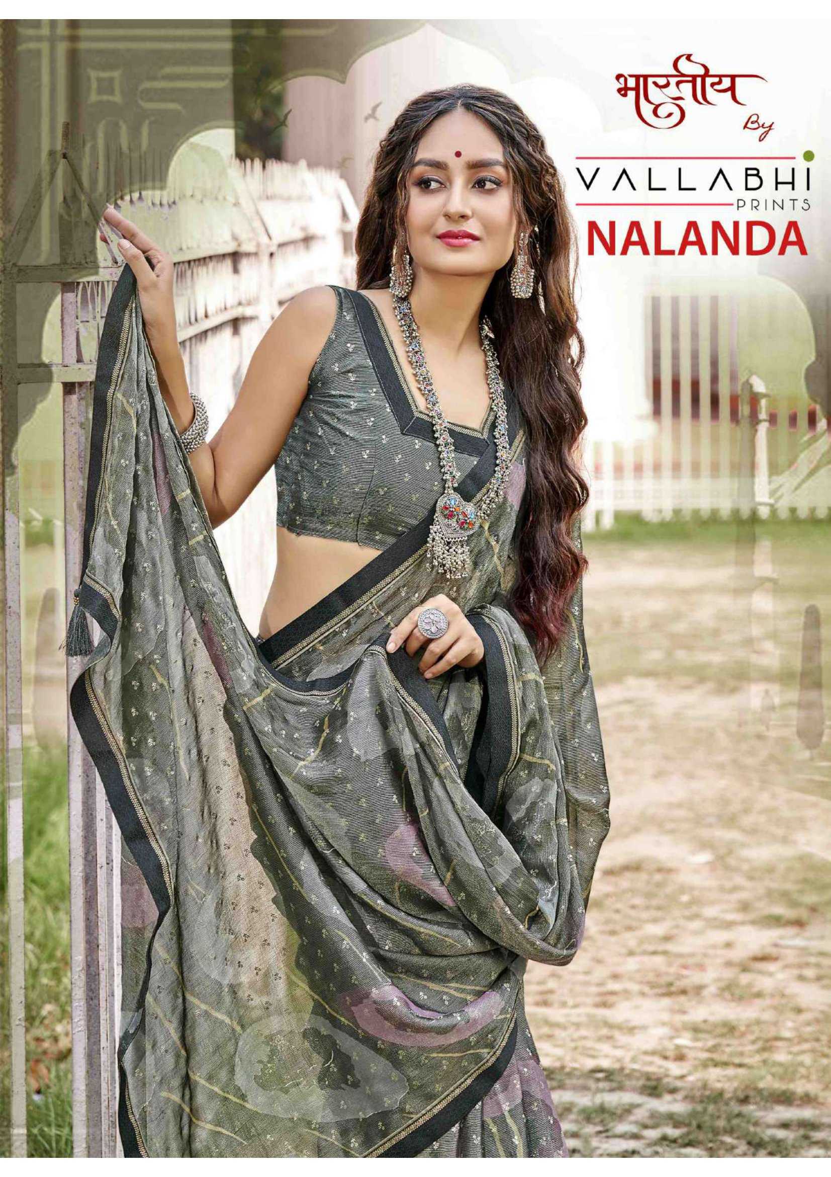 nalanda by vallabhi print 27401-27406 brasso saree with blouse festive collection
