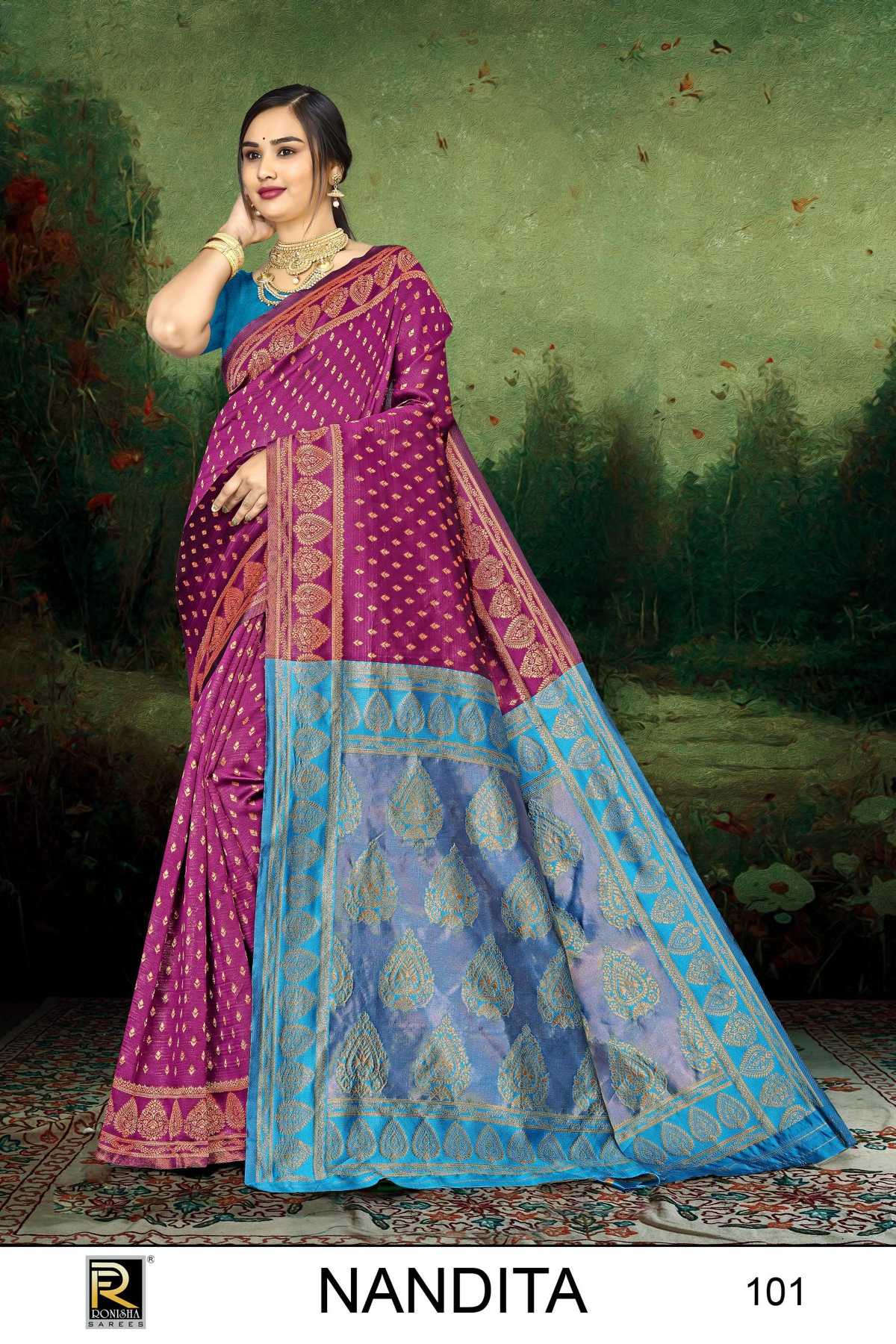 RANJNA SAREE  NANDITA  BANARASI SILK PREMIUM FABRICS  EXCLUSIVE SAREE COLLECTION 