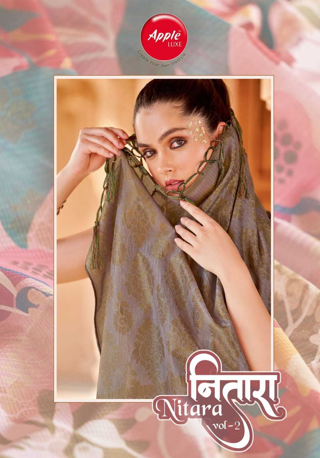 nitara vol 2 by apple classic design fancy cotton saree wholesaler & exports